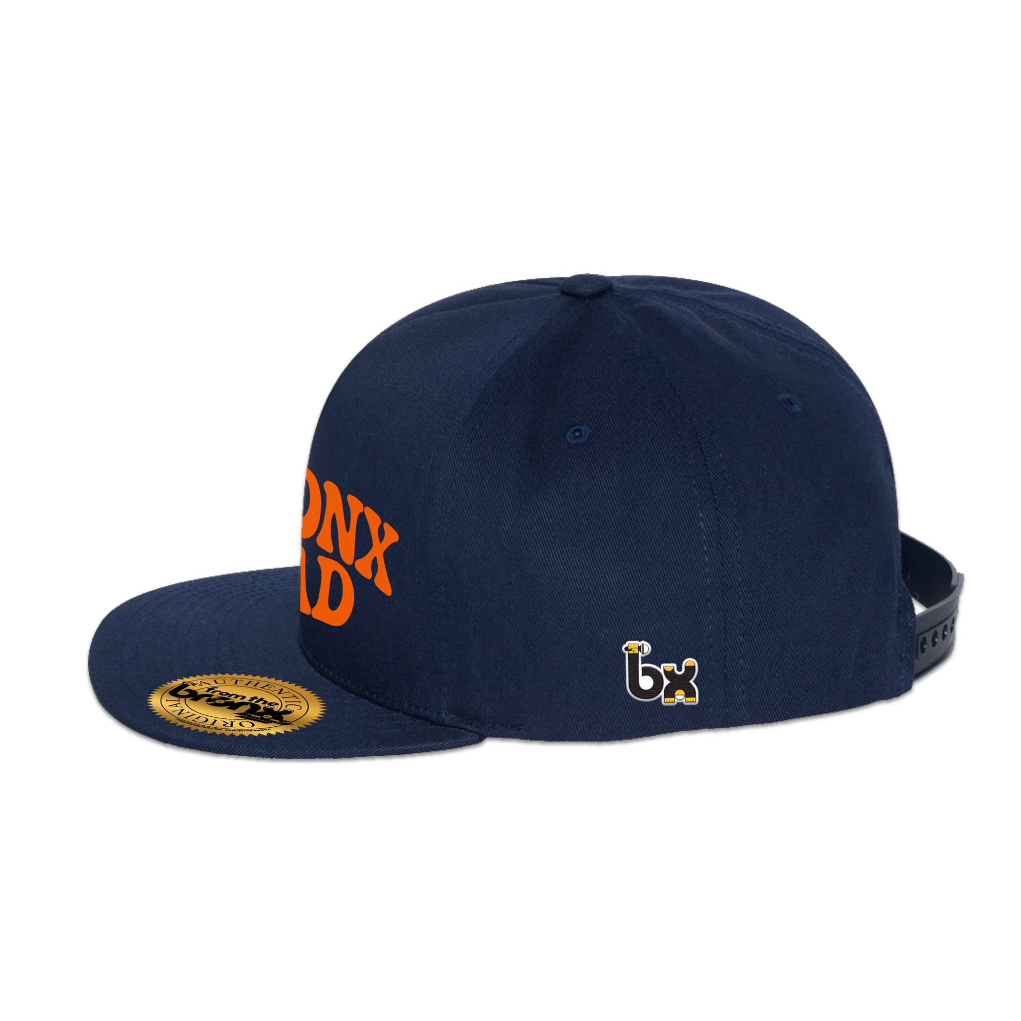 Bronx Dad Navy Snapback (Orange Logo) Side