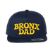 Bronx Dad Snapback Hat Navy Blue with Yellow Text Front