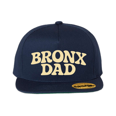 Bronx Dad Navy Snapback (Beige Logo) Front