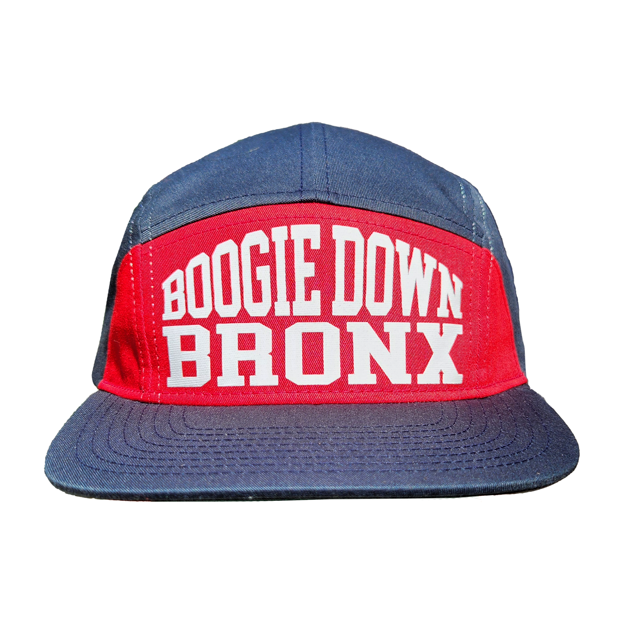 Boogie Down Bronx 7-Panel Hat Navy/Red Front
