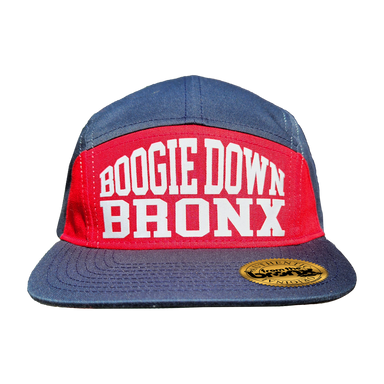 Boogie Down Bronx Red/Navy 7-Panel Hat (White Logo) Front
