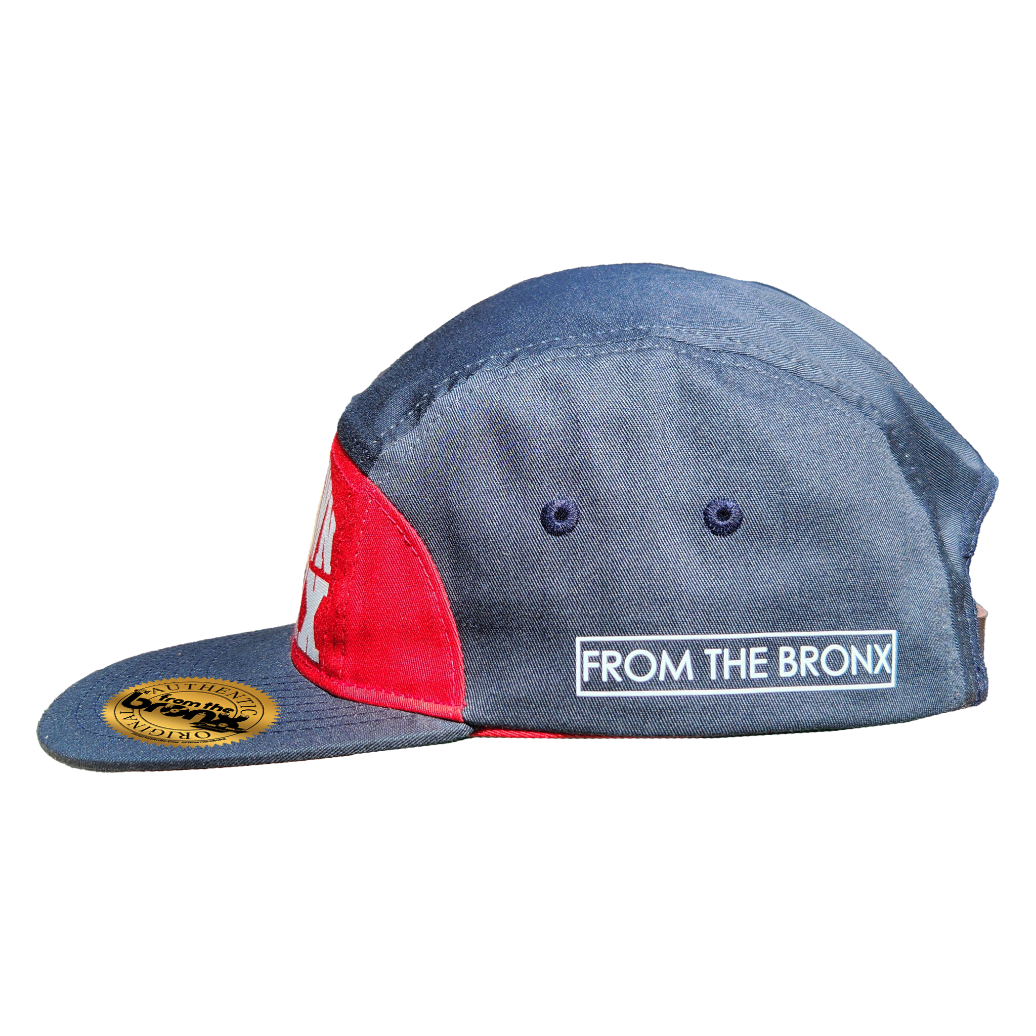 Boogie Down Bronx Red/Navy 7-Panel Hat (White Logo) Side