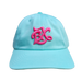 BX Wave Dad Hat in Aqua Blue/Neon Pink Front 