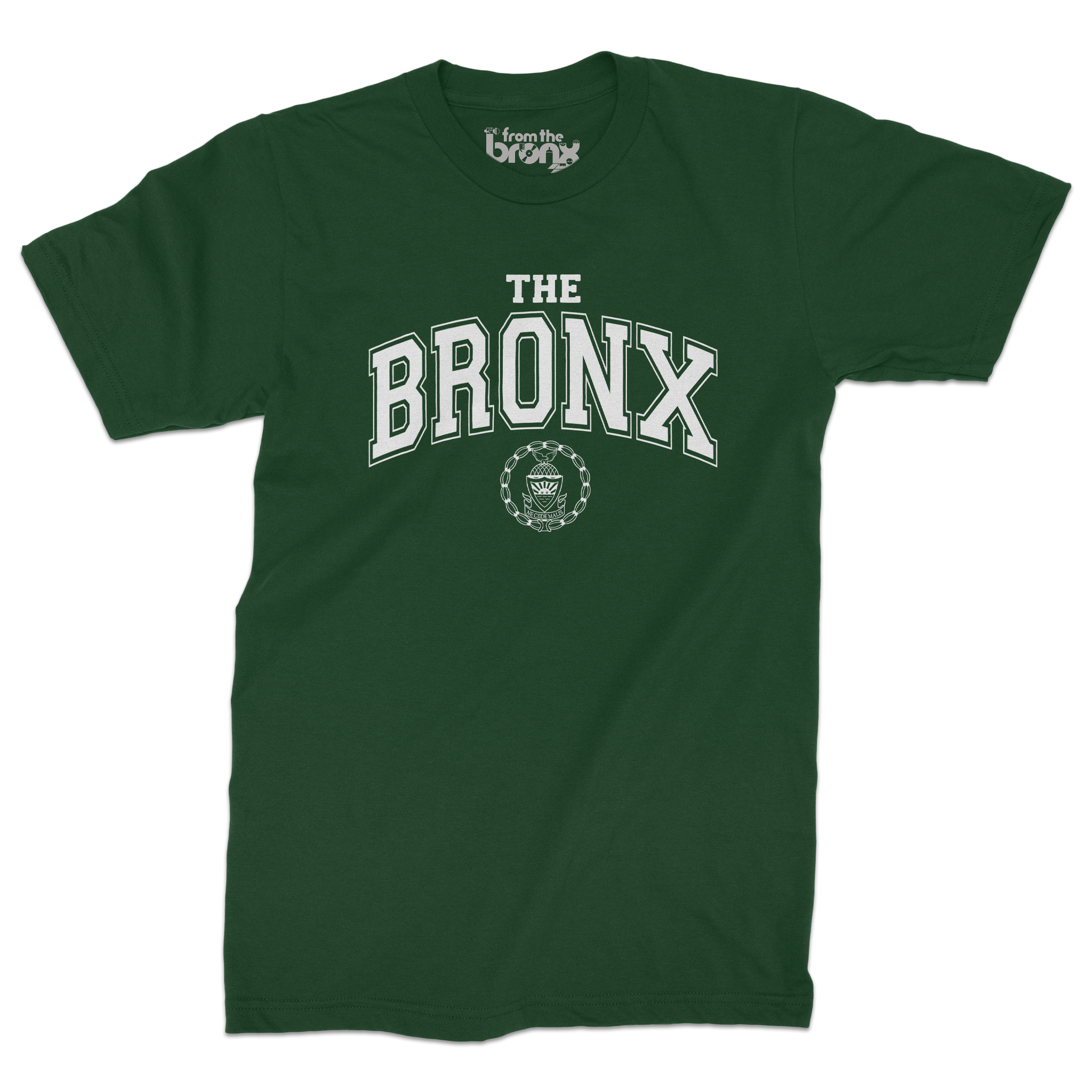 Bronx Collegiate Forest Green T-Shirt (White Logo) Front