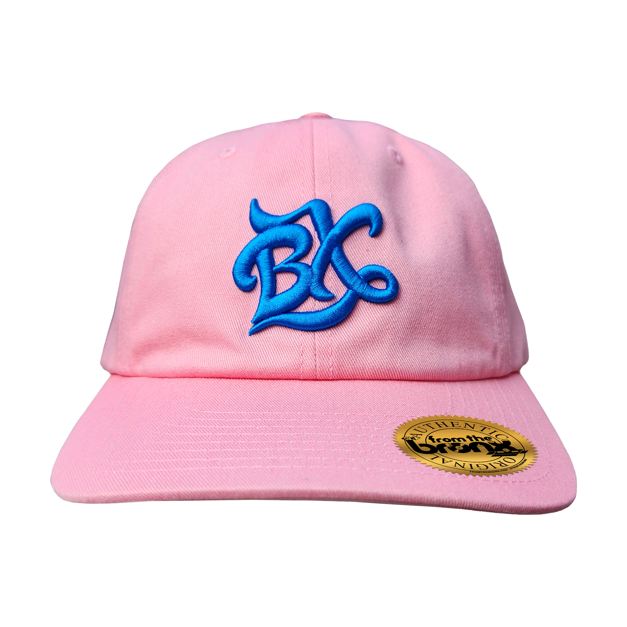 BX Wave Pink Dad Hat (Bright Blue Logo) Front