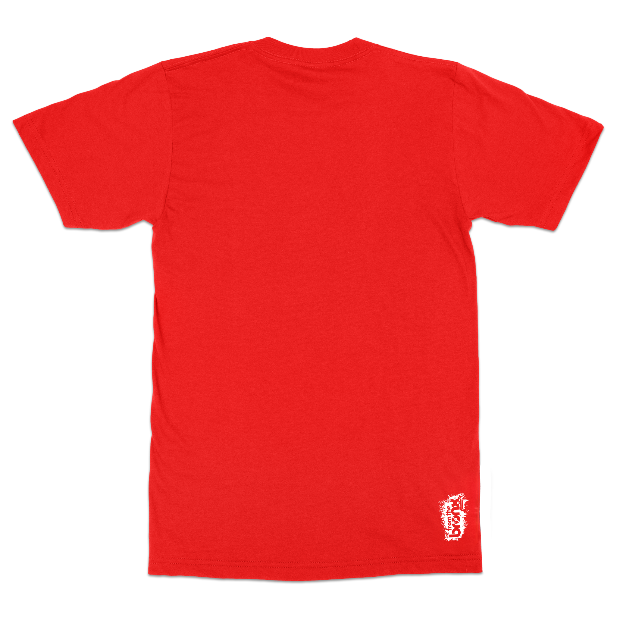 "Born" in The Bronx! Paint Splatter Red T-Shirt (White Logo) Back