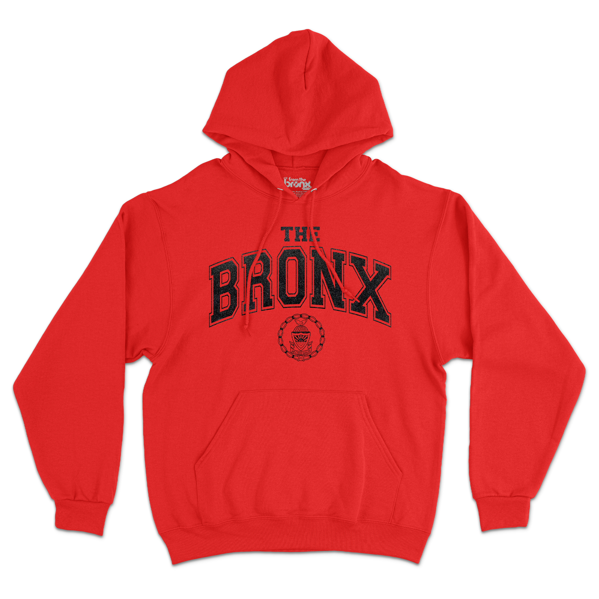 Bronx Collegiate Hoodie Red with Black Graphite Design Front