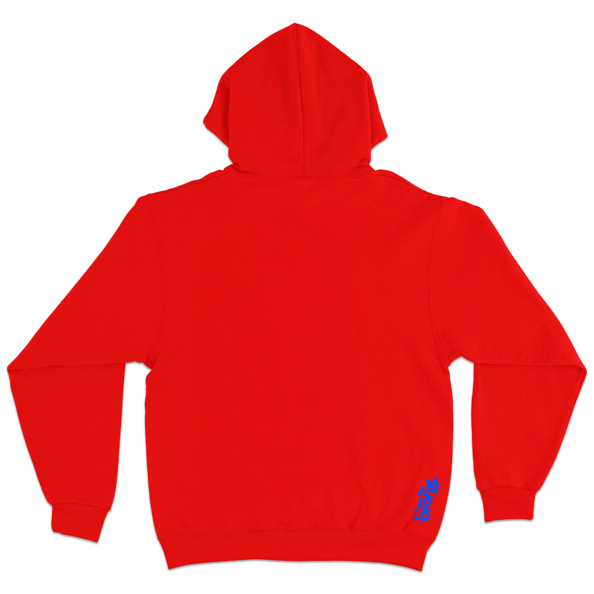 Bronx Collegiate Hoodie Red with Blue Design Back