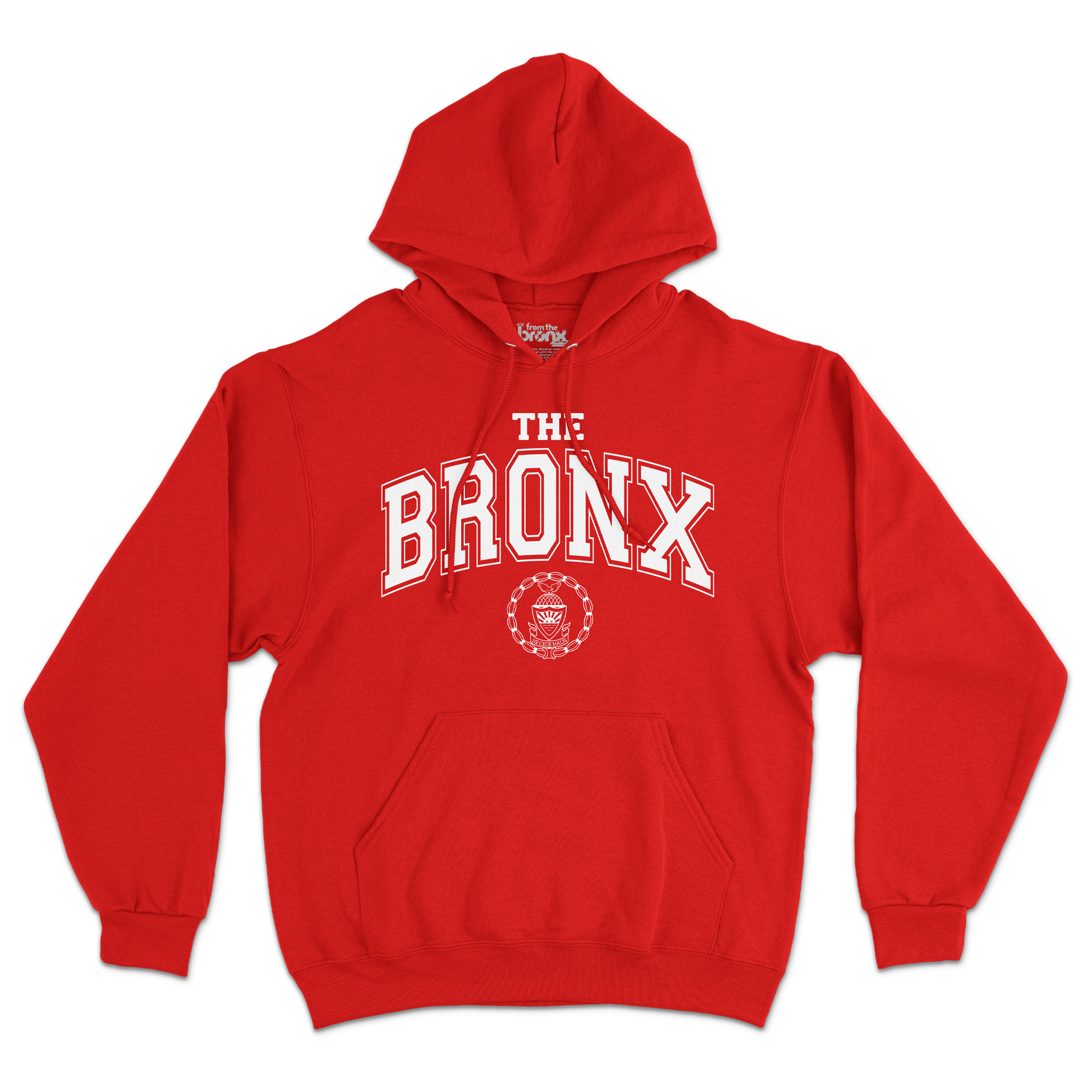 Bronx Collegiate Hoodie Red with White Design Front