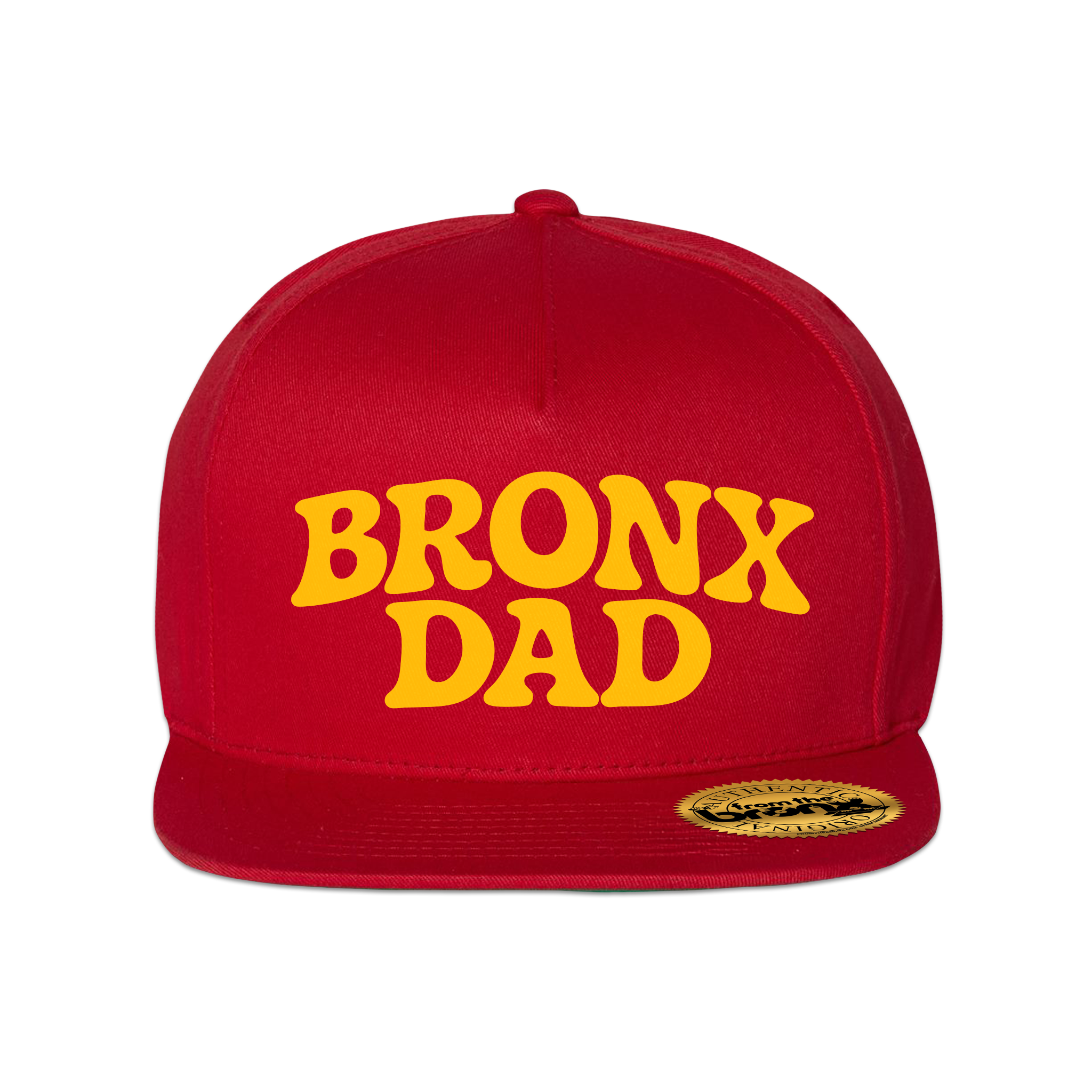 Bronx Dad Red Snapback (Yellow Logo) Front