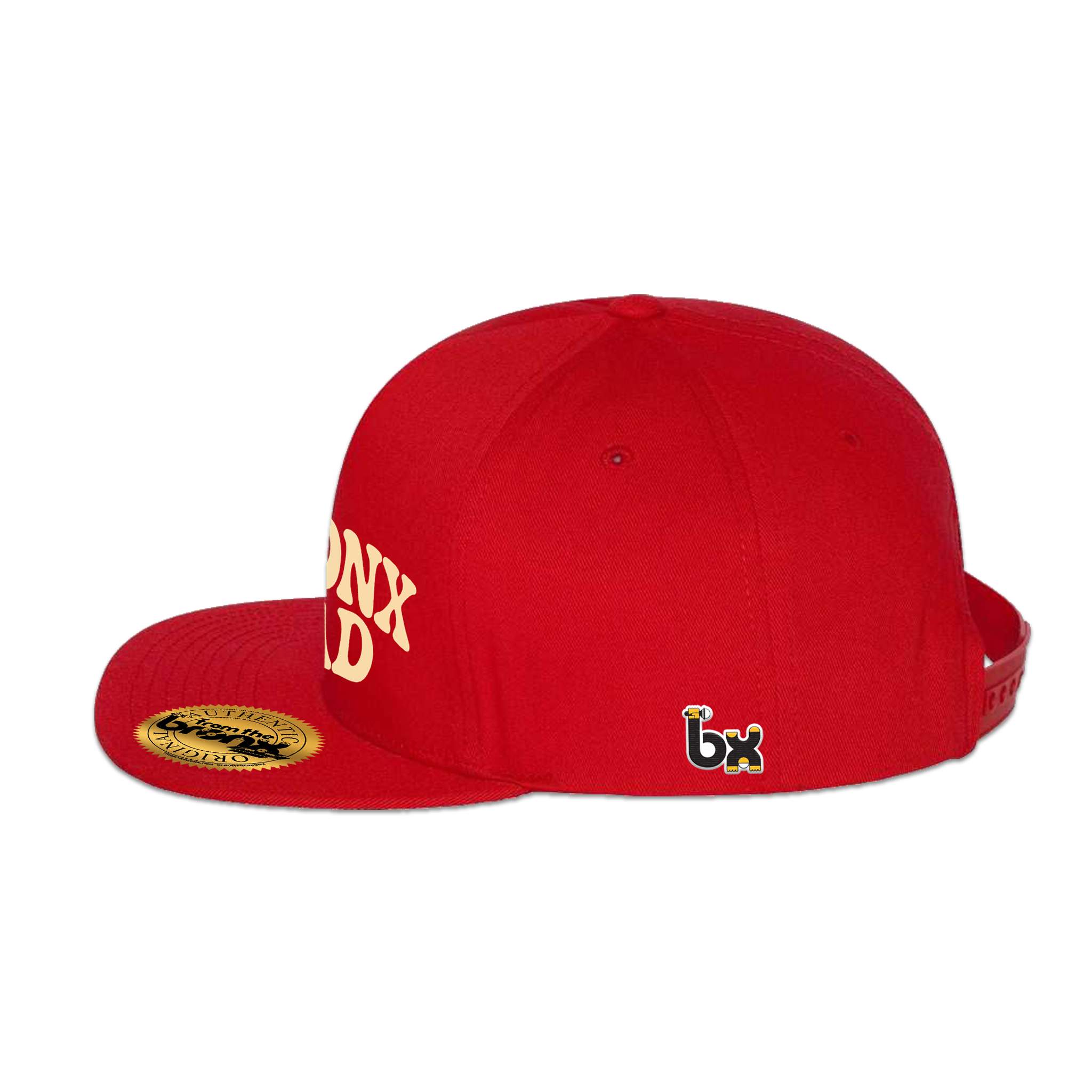 Bronx Dad Red Snapback (Beige Logo) Side