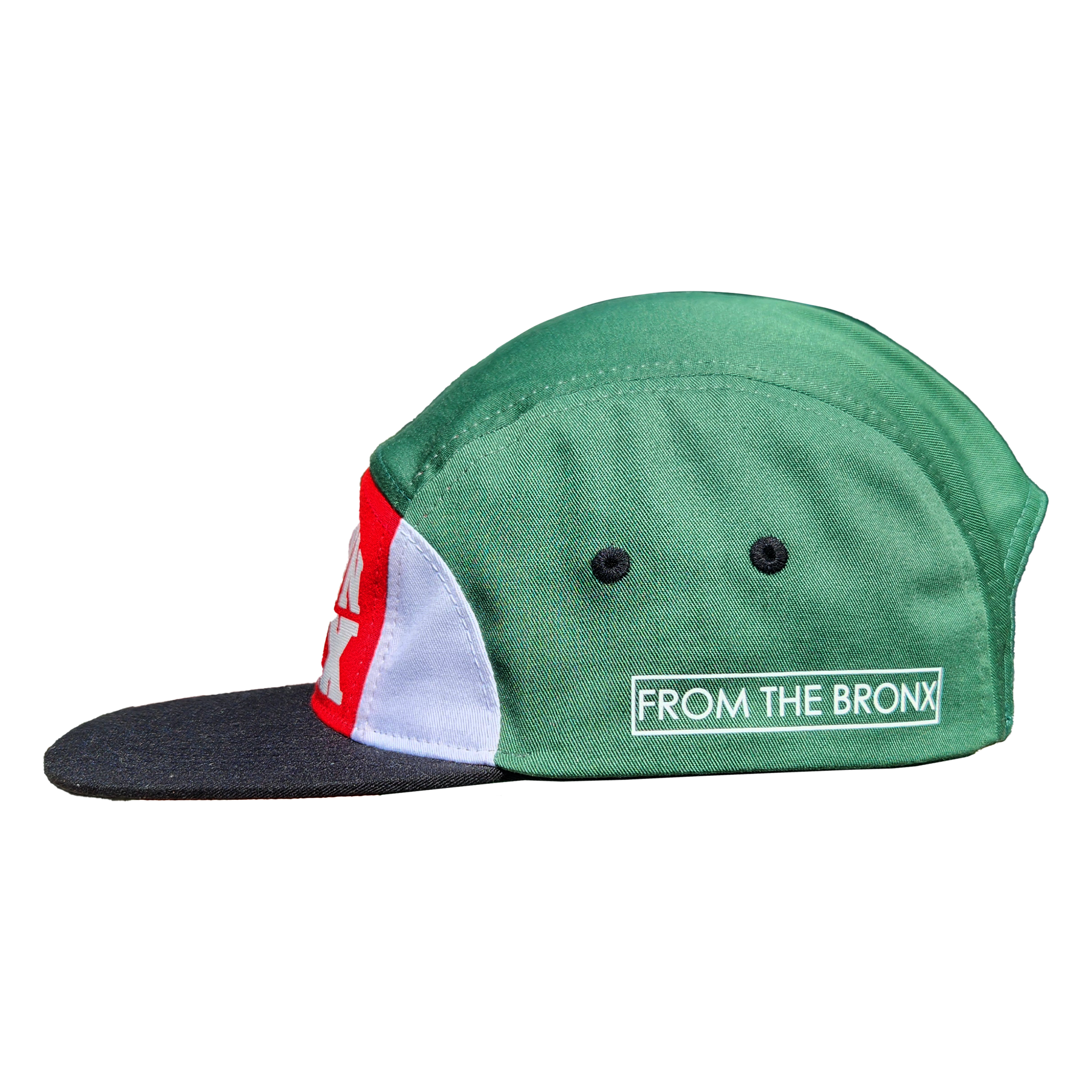Boogie Down Bronx 7-Panel Hat Green/Red/White/Black Side
