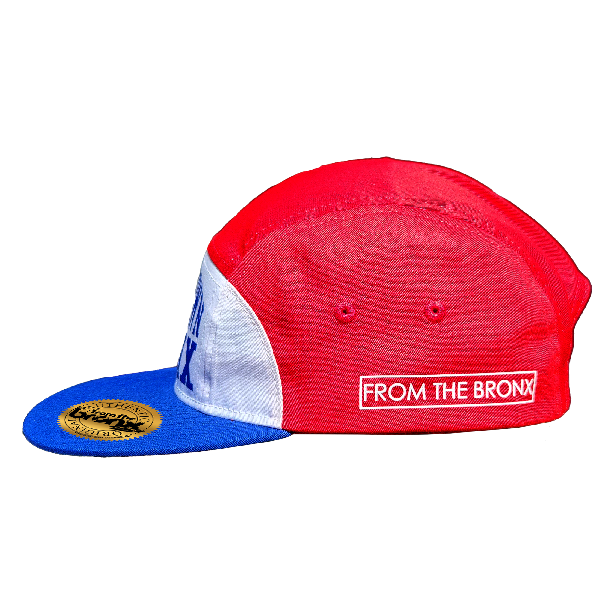 Boogie Down Bronx Green/Red/White/Black 7-Panel Hat (White Logo) Side