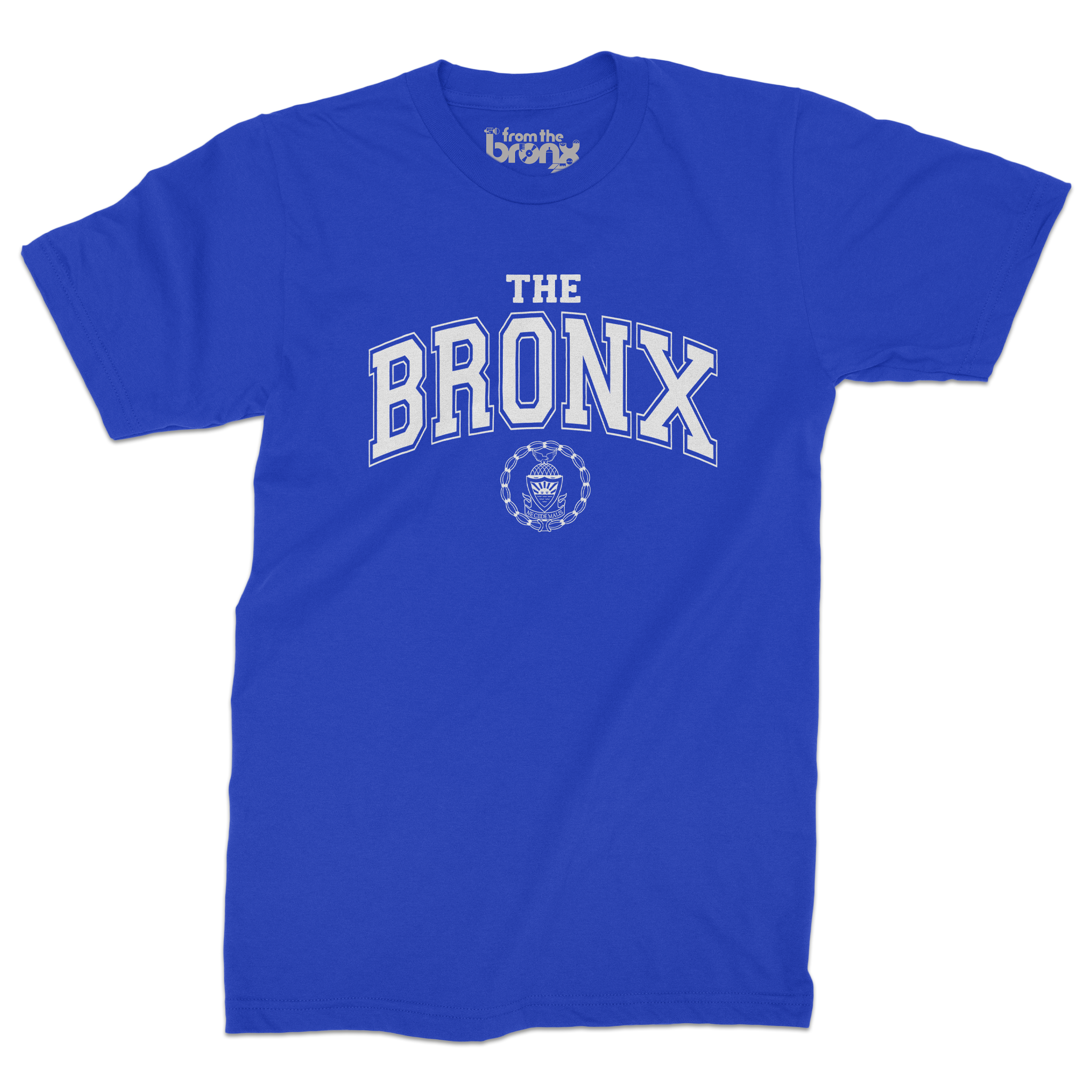 Bronx Collegiate Royal Blue T-Shirt (White Logo) Front