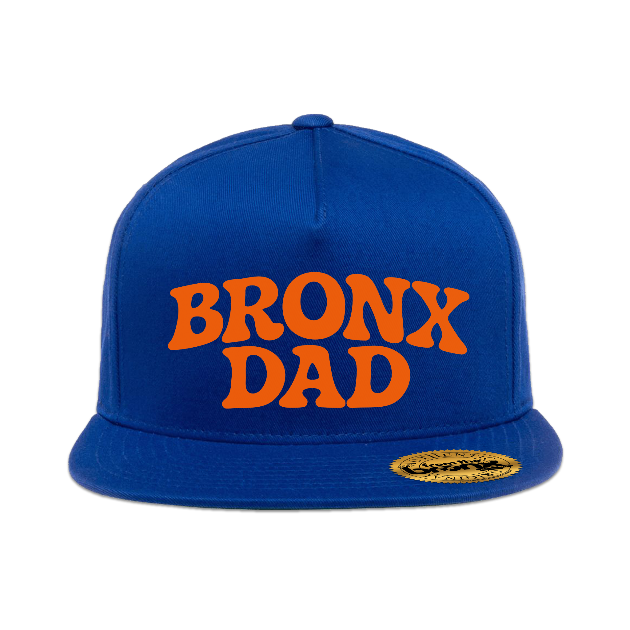 Bronx Dad Royal Blue Snapback (Orange Logo) Front