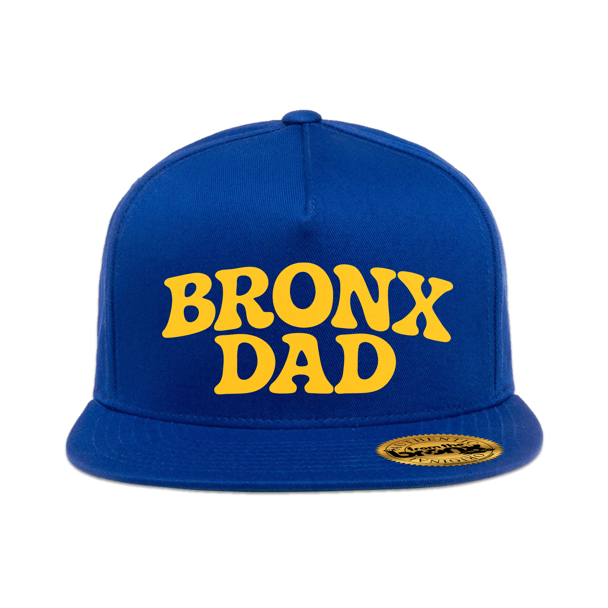 Bronx Dad Royal Blue Snapback (Yellow Logo) Front