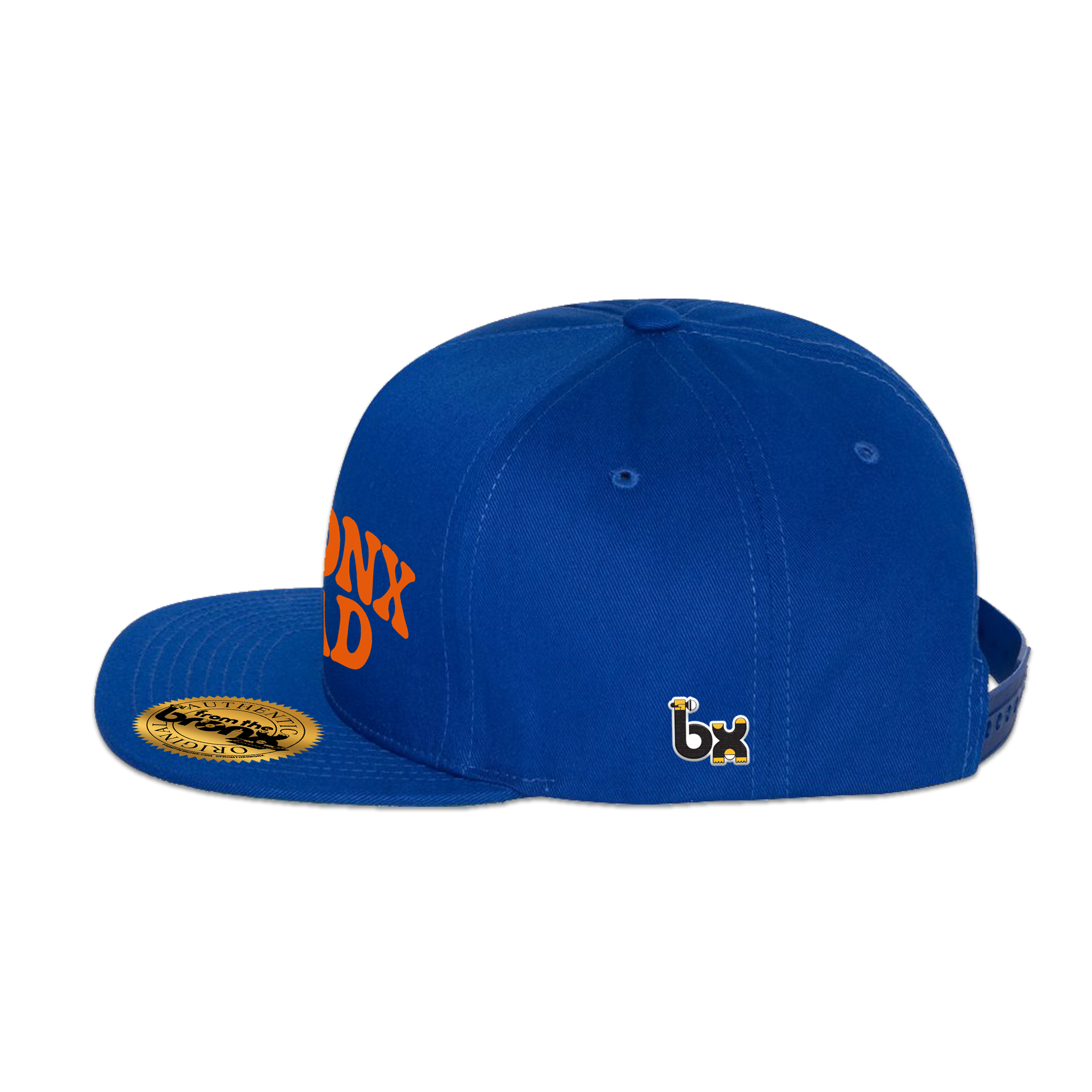 Bronx Dad Royal Blue Snapback (Orange Logo) Side