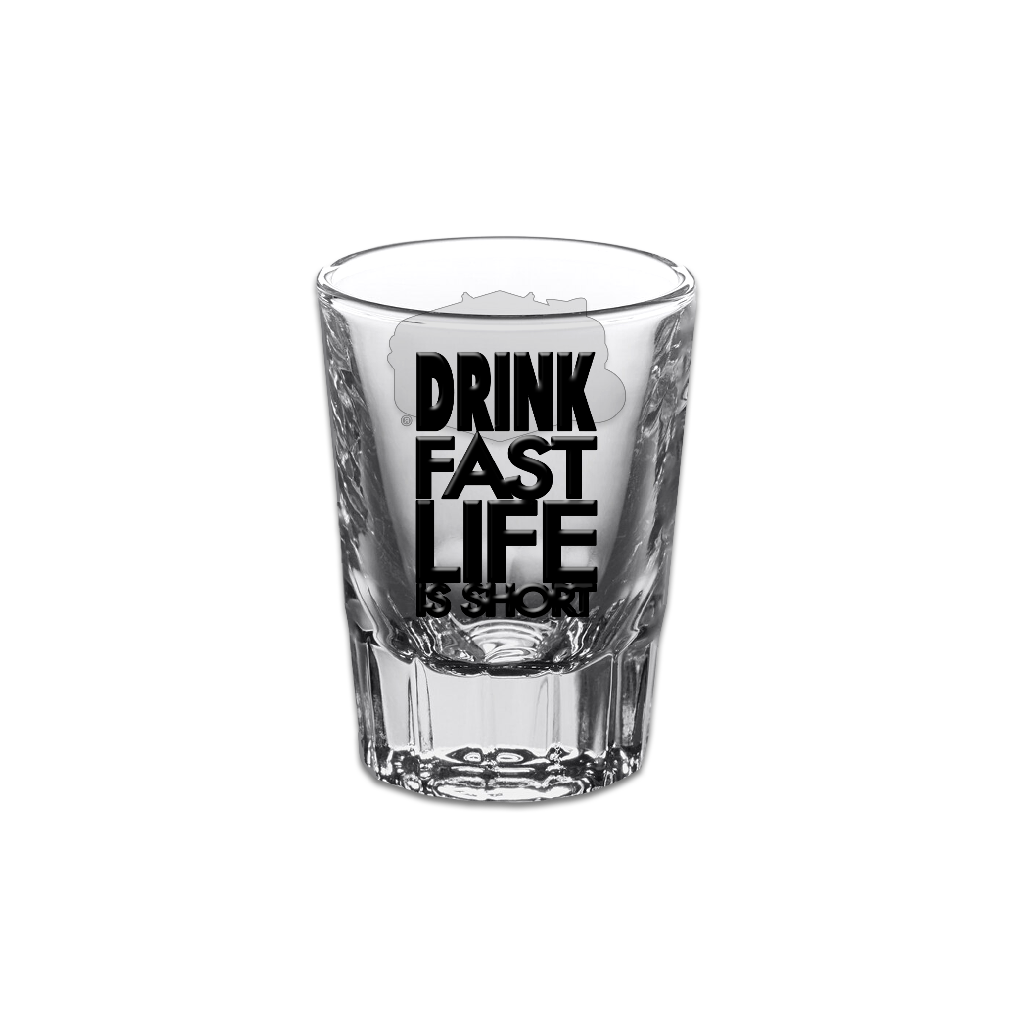 Bronx Beer Hall "Drink Fast Life is Short" Shot Glass Back