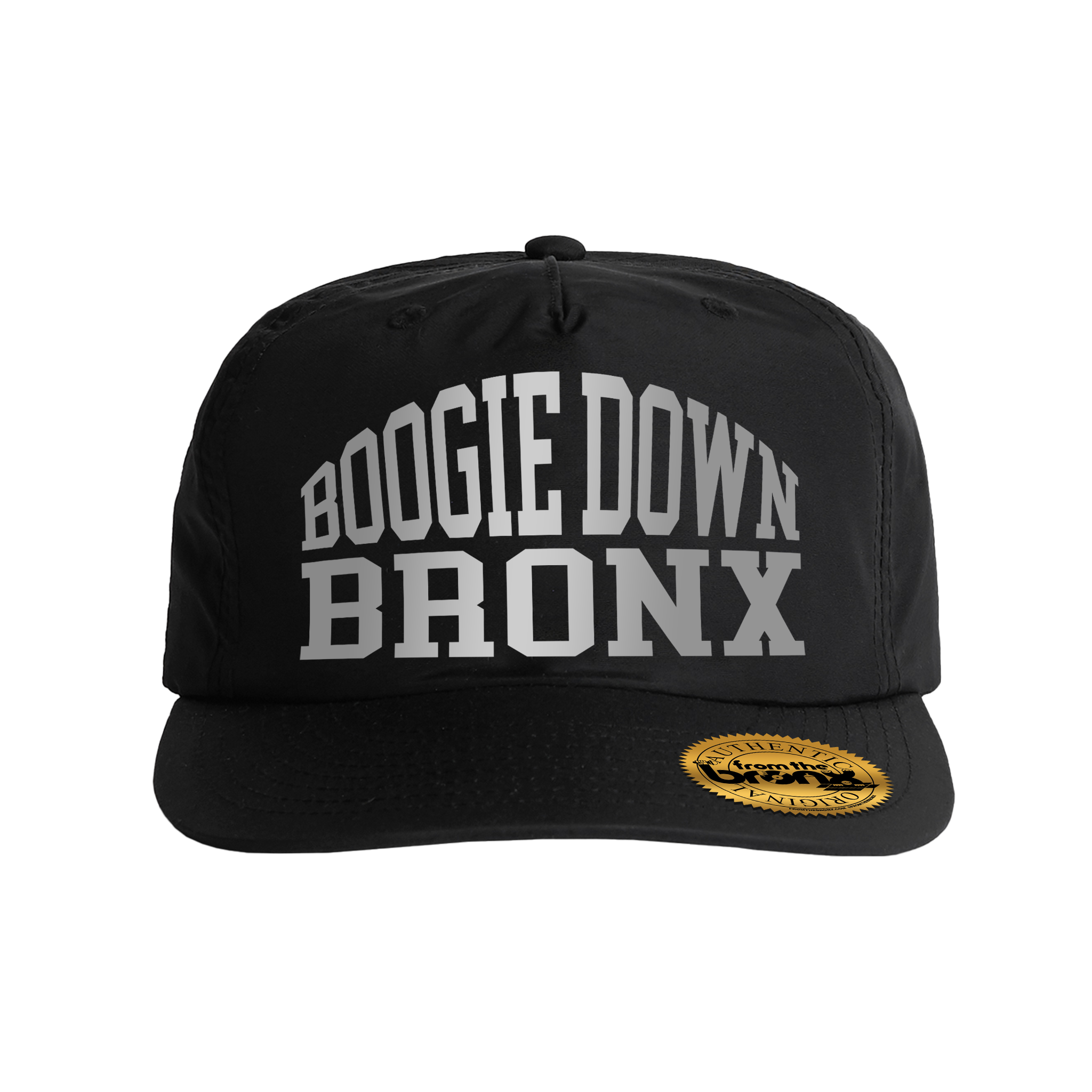 Boogie Down Bronx Reflective Black Surf Cap Front