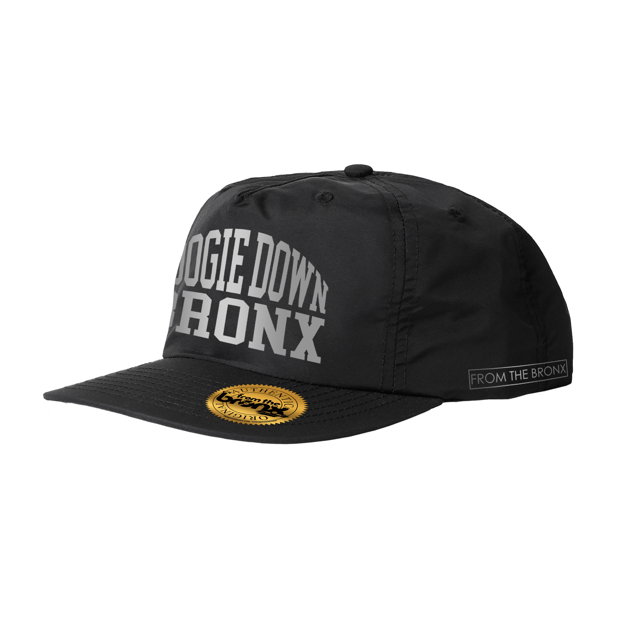 Boogie Down Bronx Reflective Black Surf Cap Side