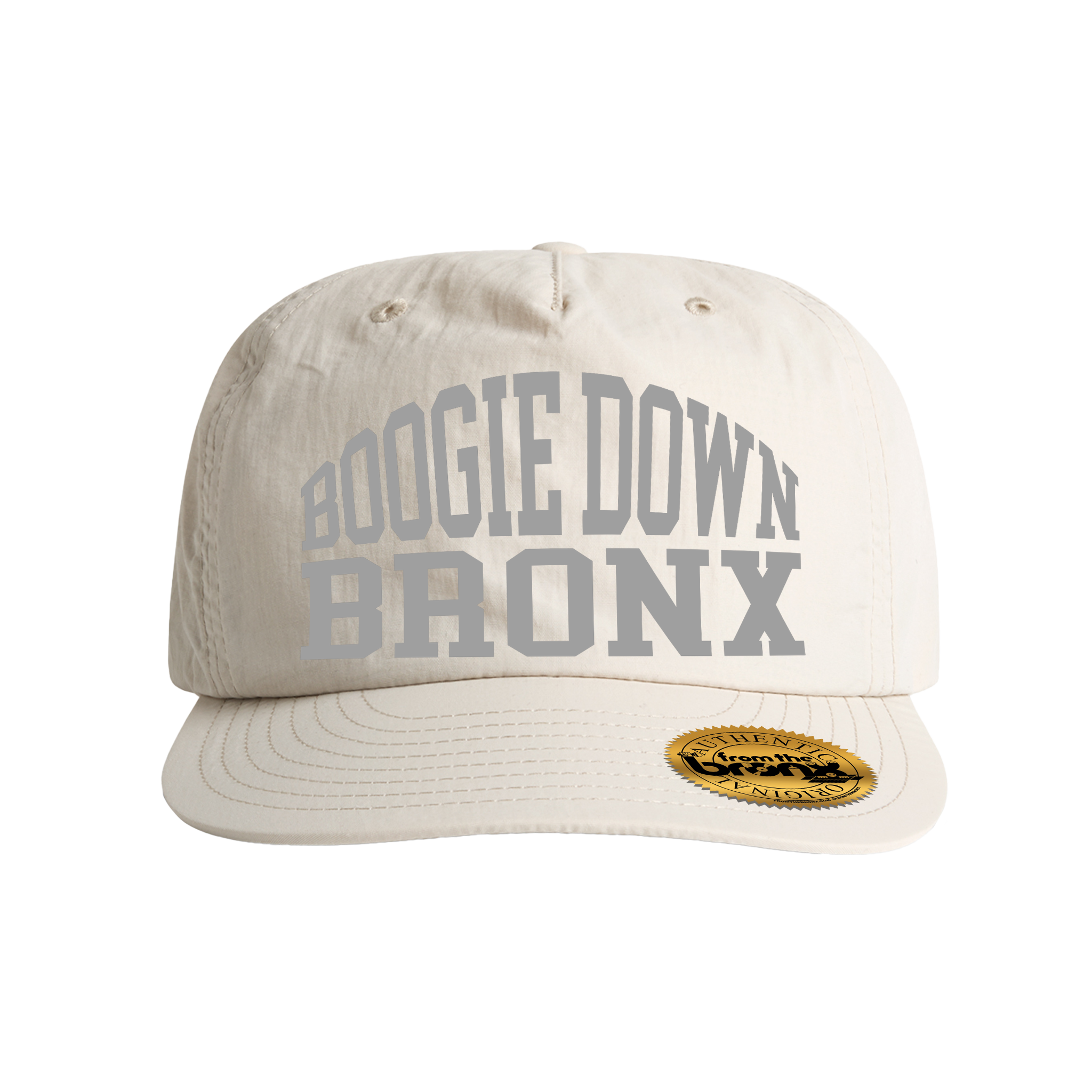 Boogie Down Bronx Reflective Bone White Surf Cap Front