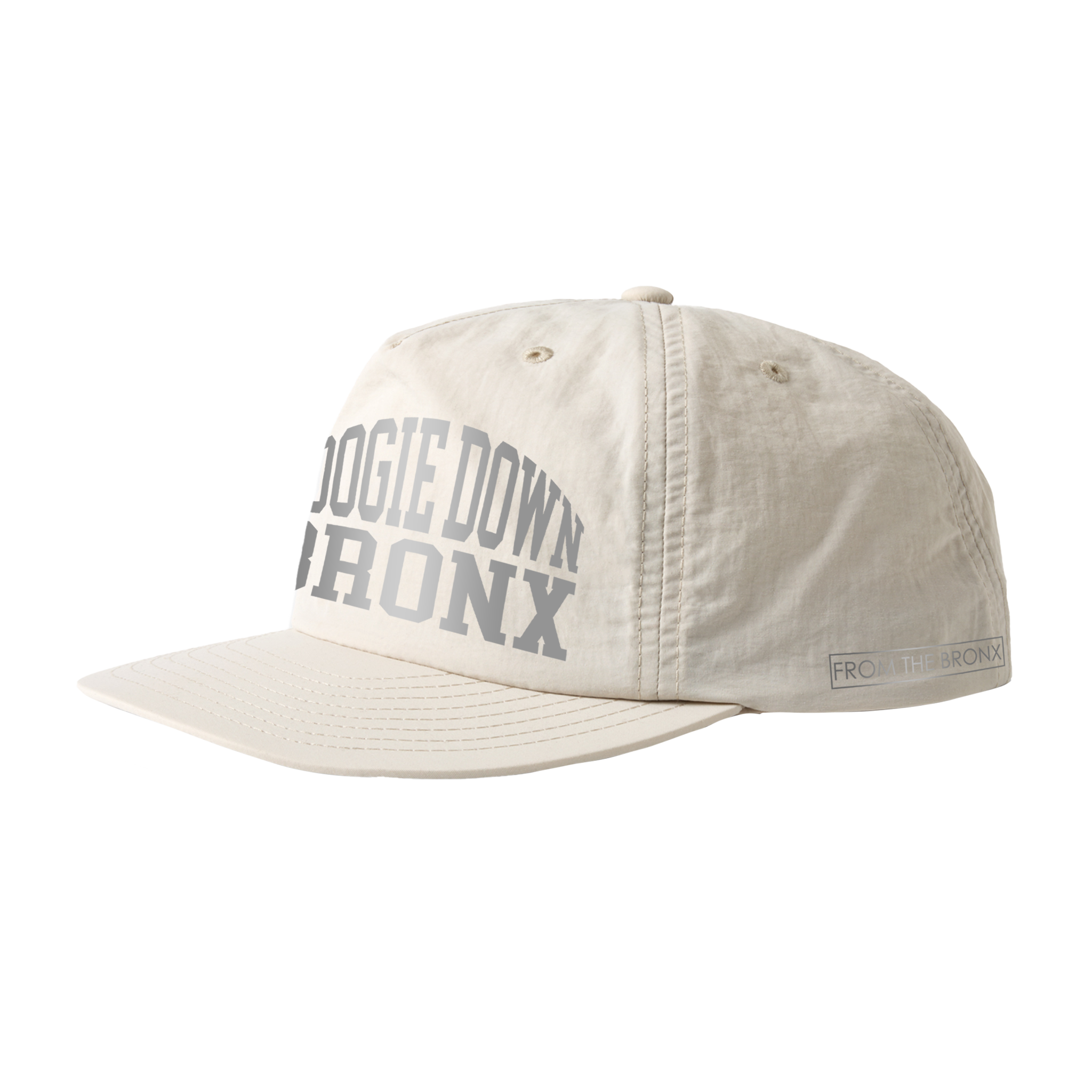 Boogie Down Bronx Reflective Surf Cap in Bone White Side
