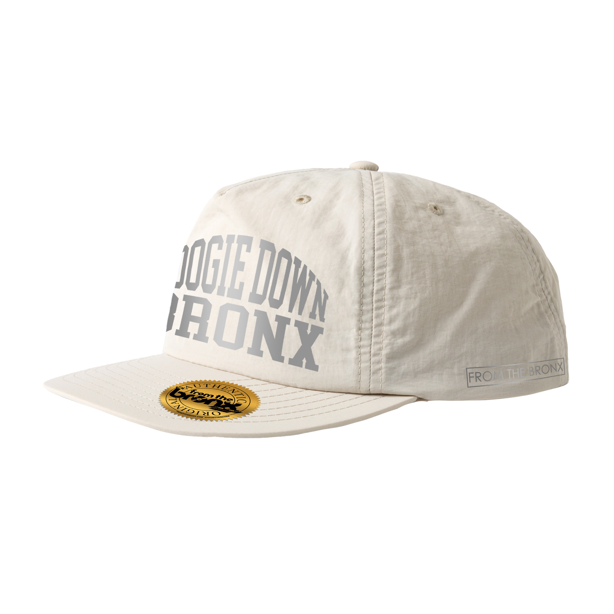 Boogie Down Bronx Reflective Bone White Surf Cap Side