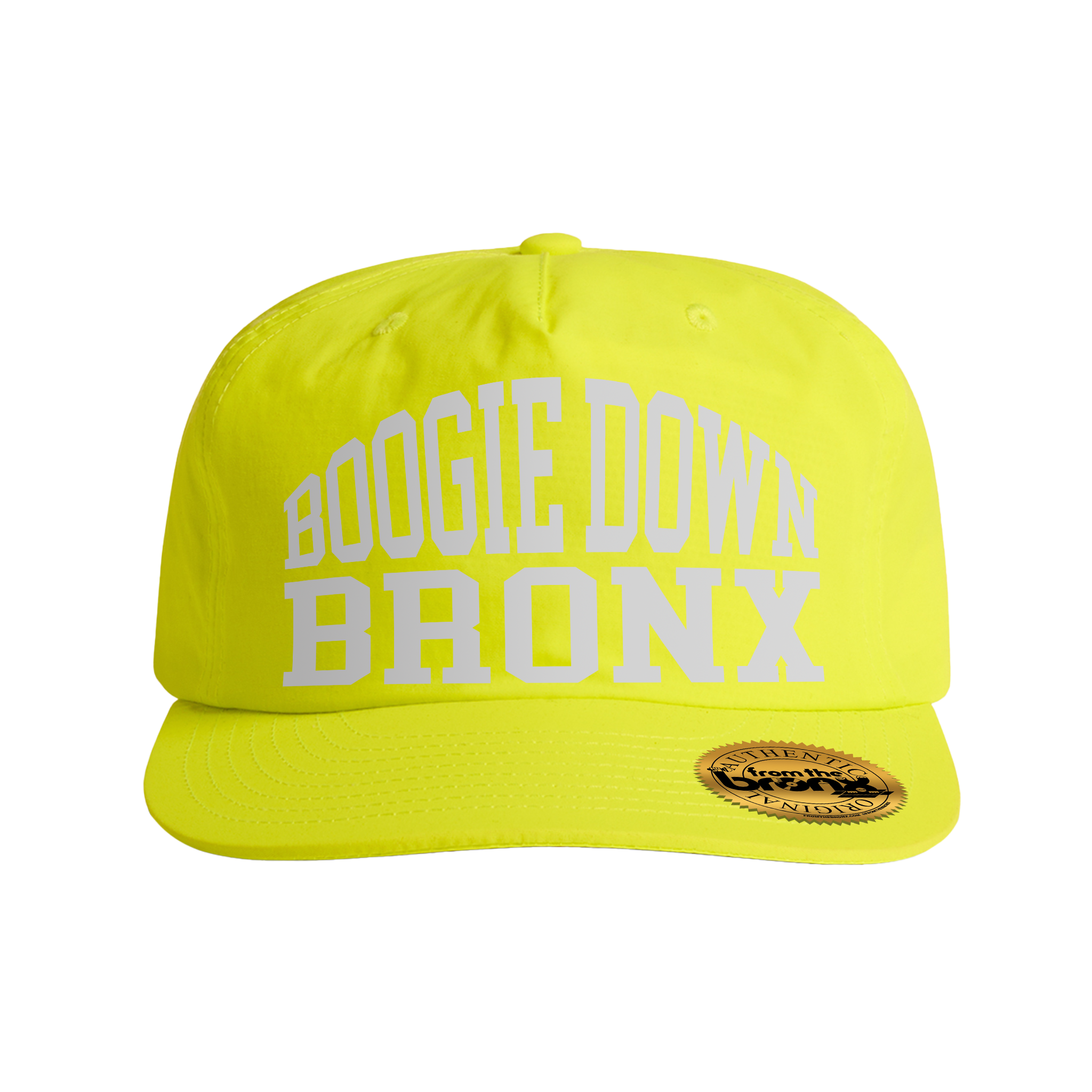 Boogie Down Bronx Reflective Safety Yellow Surf Cap Front