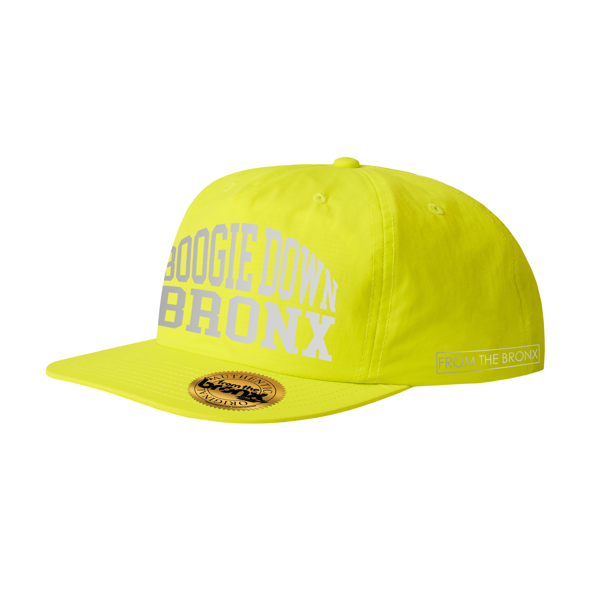 Boogie Down Bronx Reflective Safety Yellow Surf Cap with Side