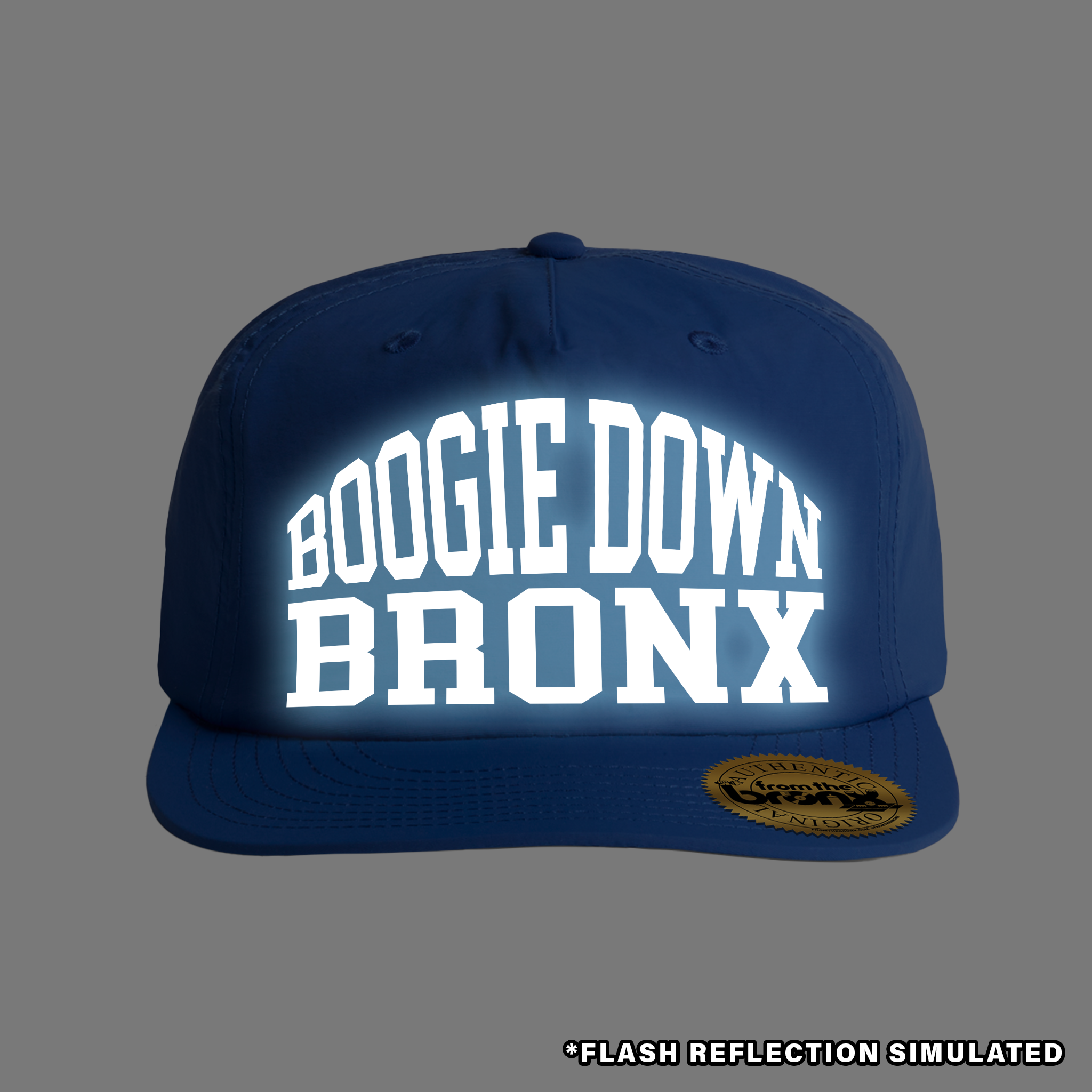 Boogie Down Bronx Reflective Royal Blue Surf Cap with Simulated Reflection Front