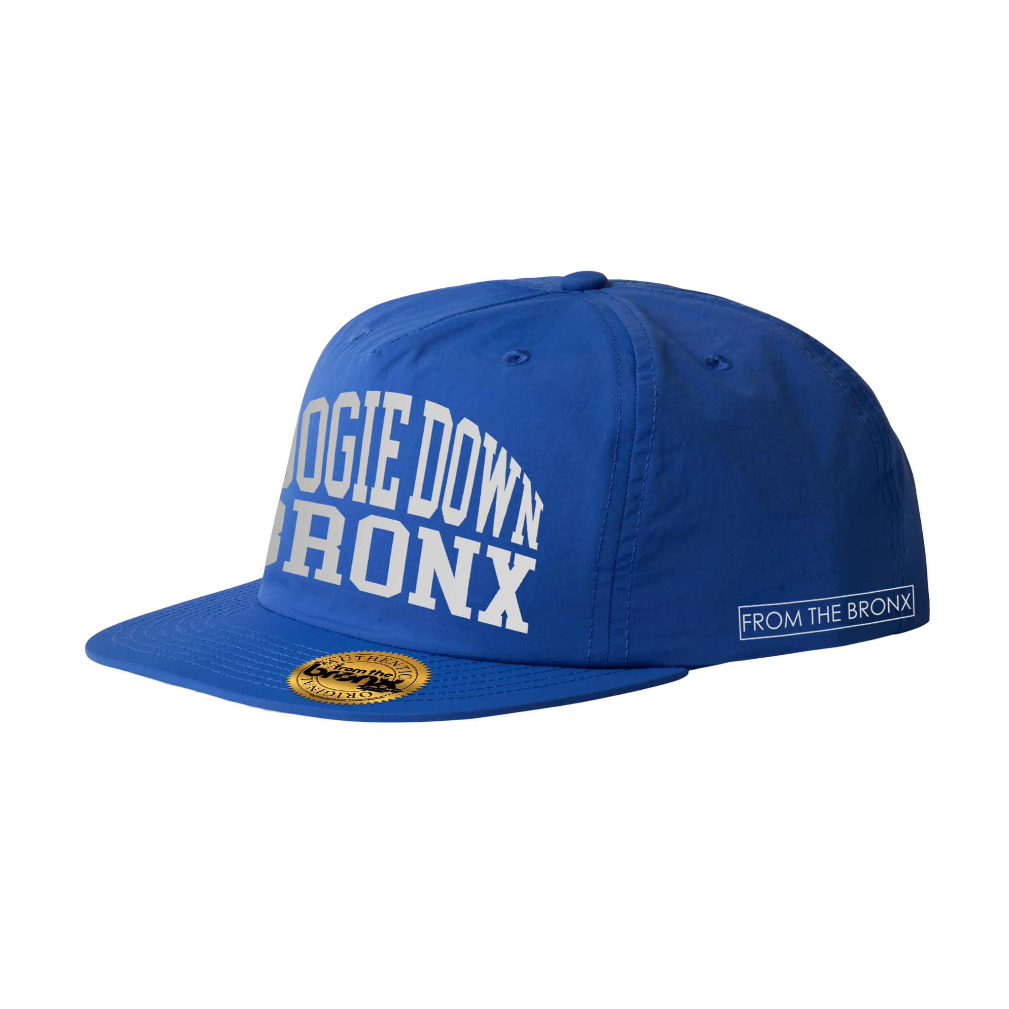 Boogie Down Bronx Reflective Royal Blue Surf Cap Side