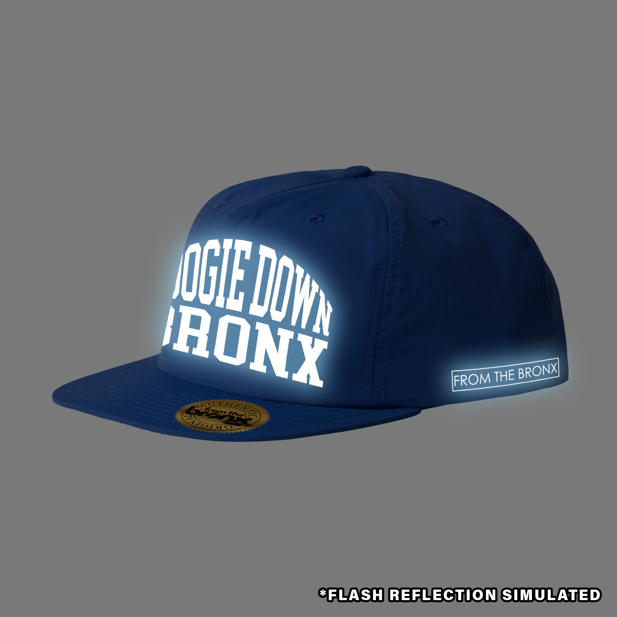 Boogie Down Bronx Reflective Royal Blue Surf Cap with Simulated Reflection Side