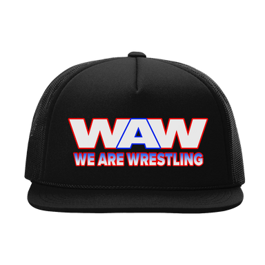 We Are Wrestling Trucker Hat Black Front