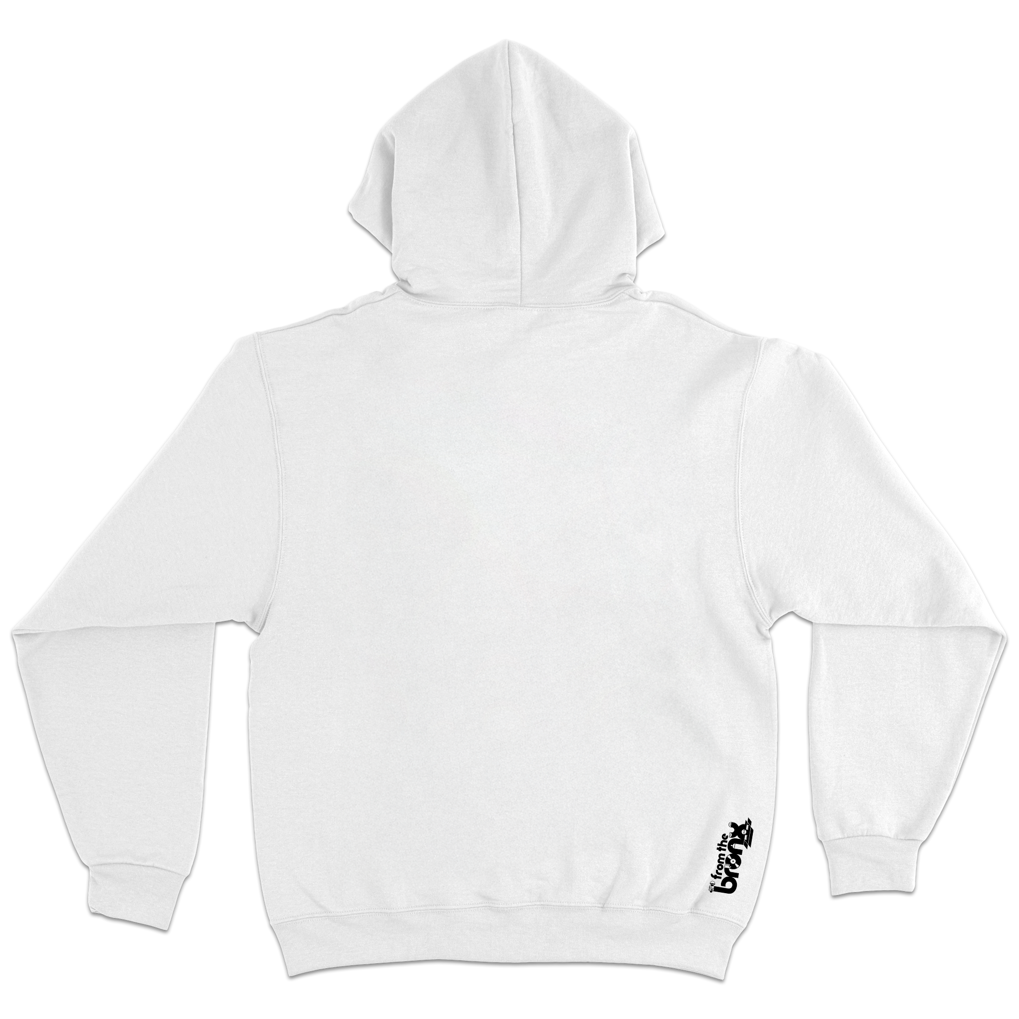 Bronx Collegiate Hoodie White with Black Graphite Design Back