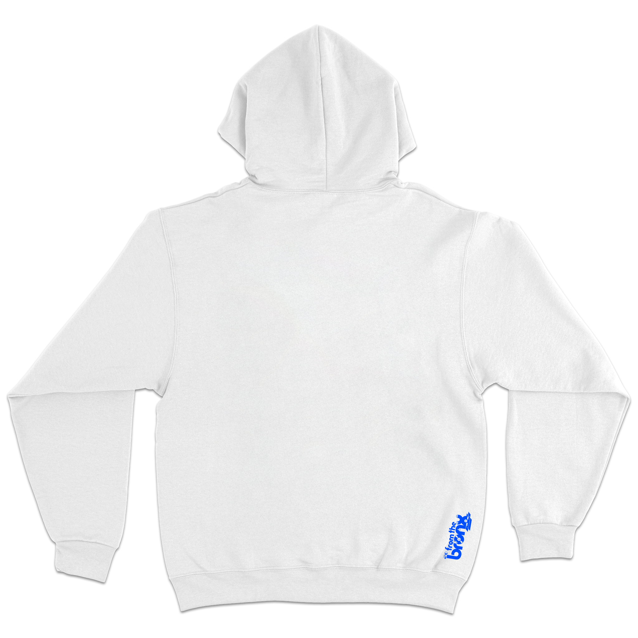 Bronx Collegiate Hoodie White with Blue Design Back