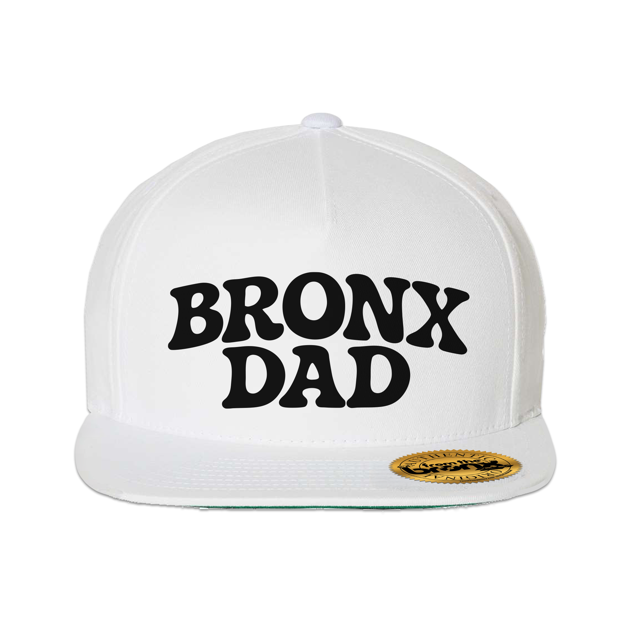 Bronx Dad White Snapback (Black Logo) Front