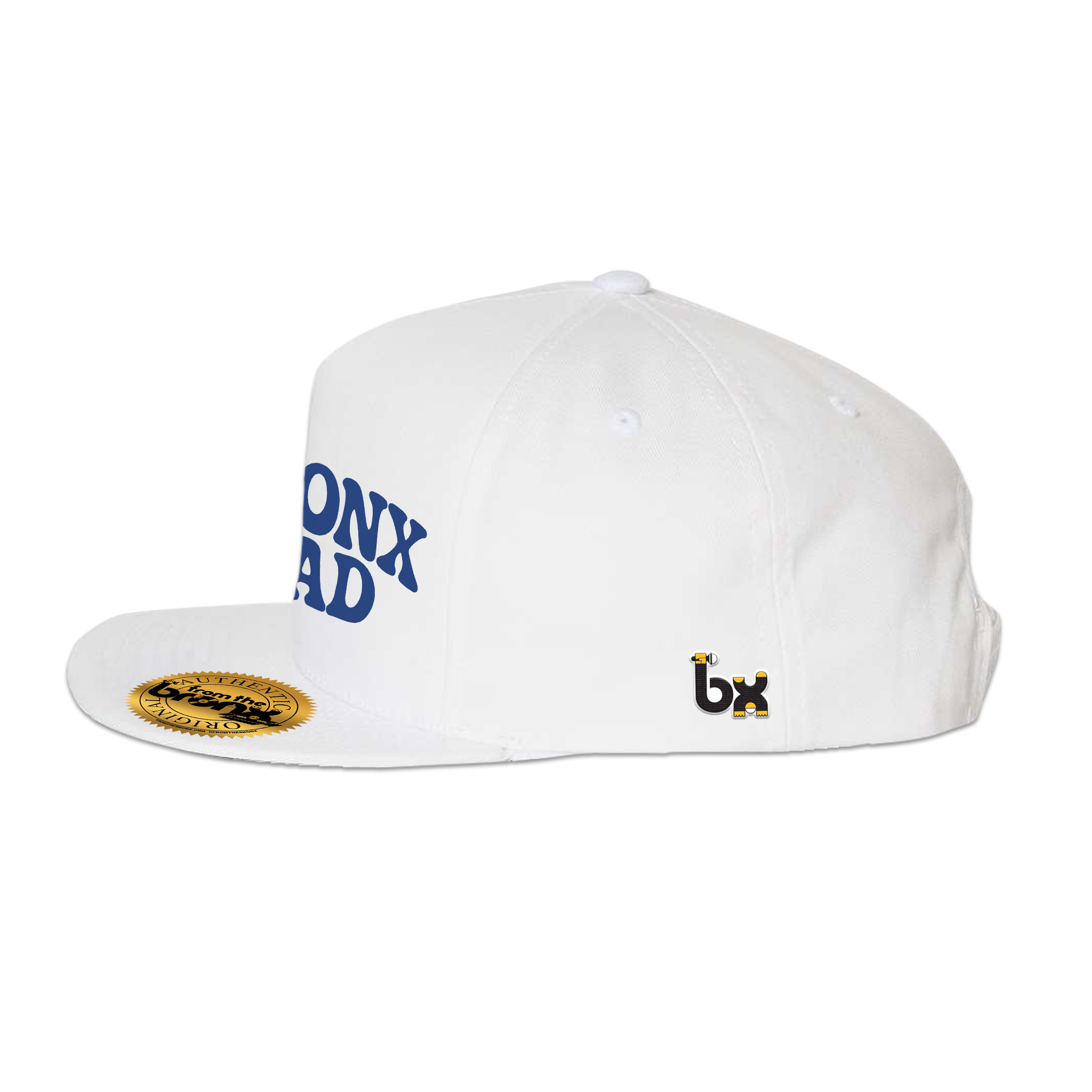 Bronx Dad White Snapback (Navy Logo) Side
