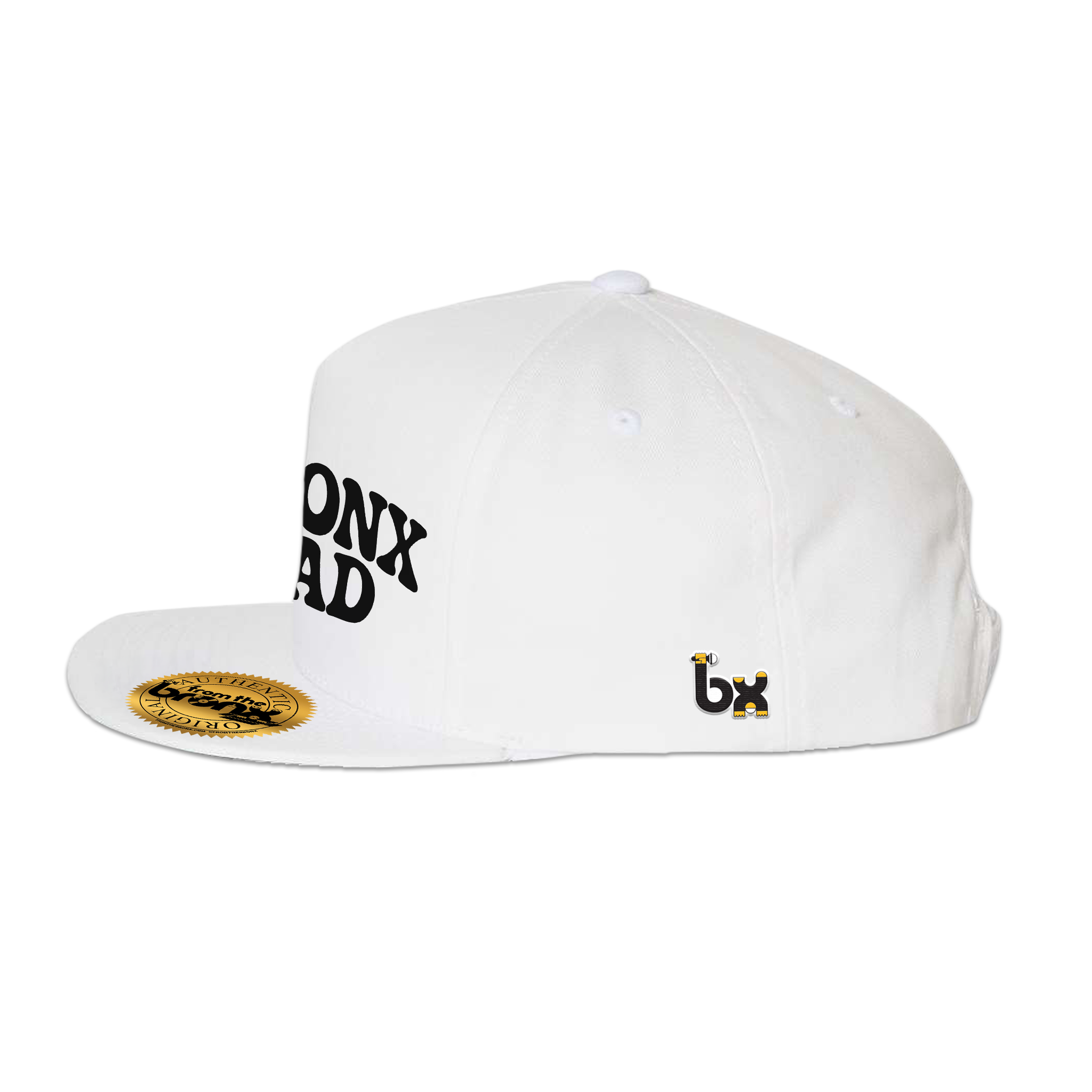 Bronx Dad White Snapback (Black Logo) Side