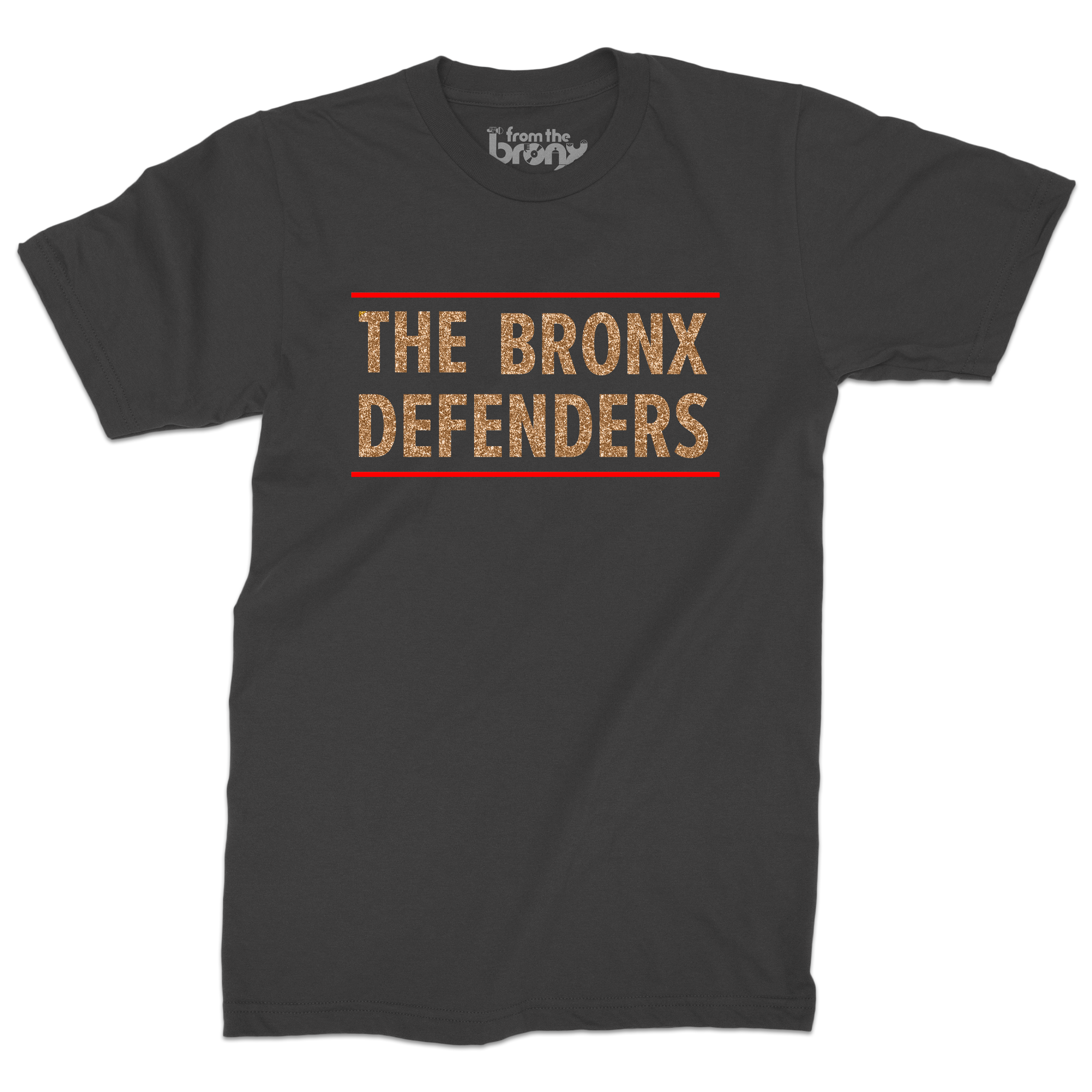 Bronx Defenders Glitter T-Shirt Crew Neck Front