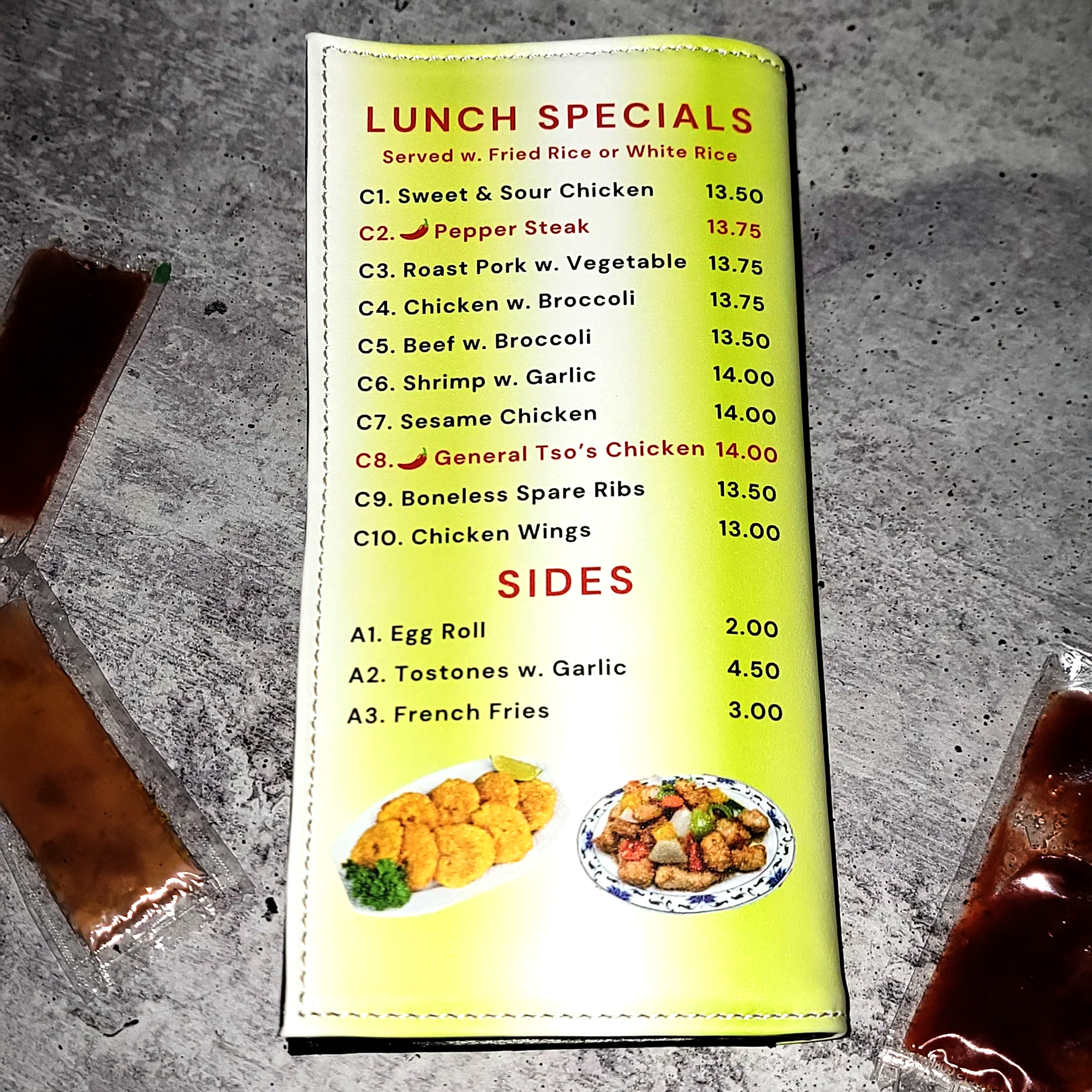 Chino Latino Menu Wallet Back