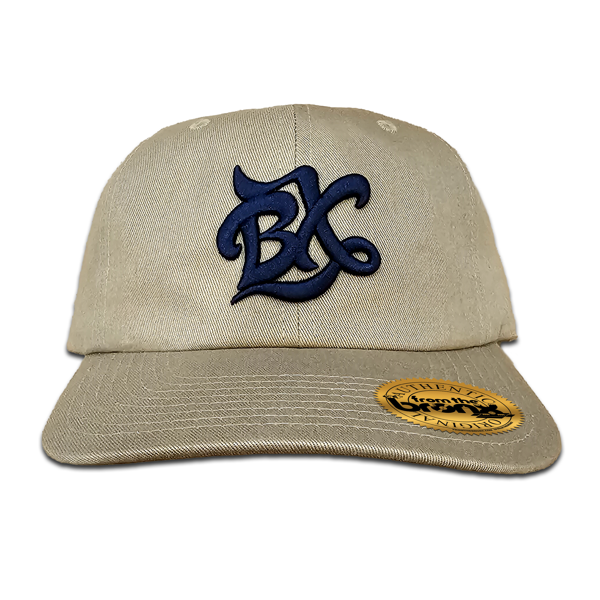 BX Wave Tan Dad Hat (Navy Logo) Front