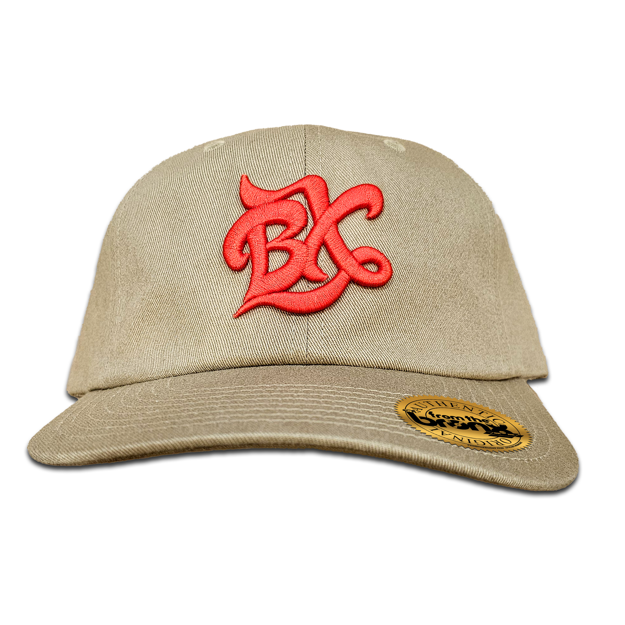 BX Wave Tan Dad Hat (Red-Orange Logo) Front