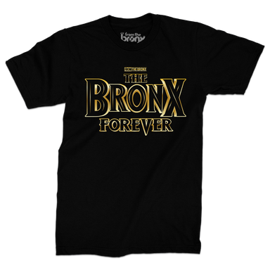 Front of Bronx Forever Gold T-Shirt in Black