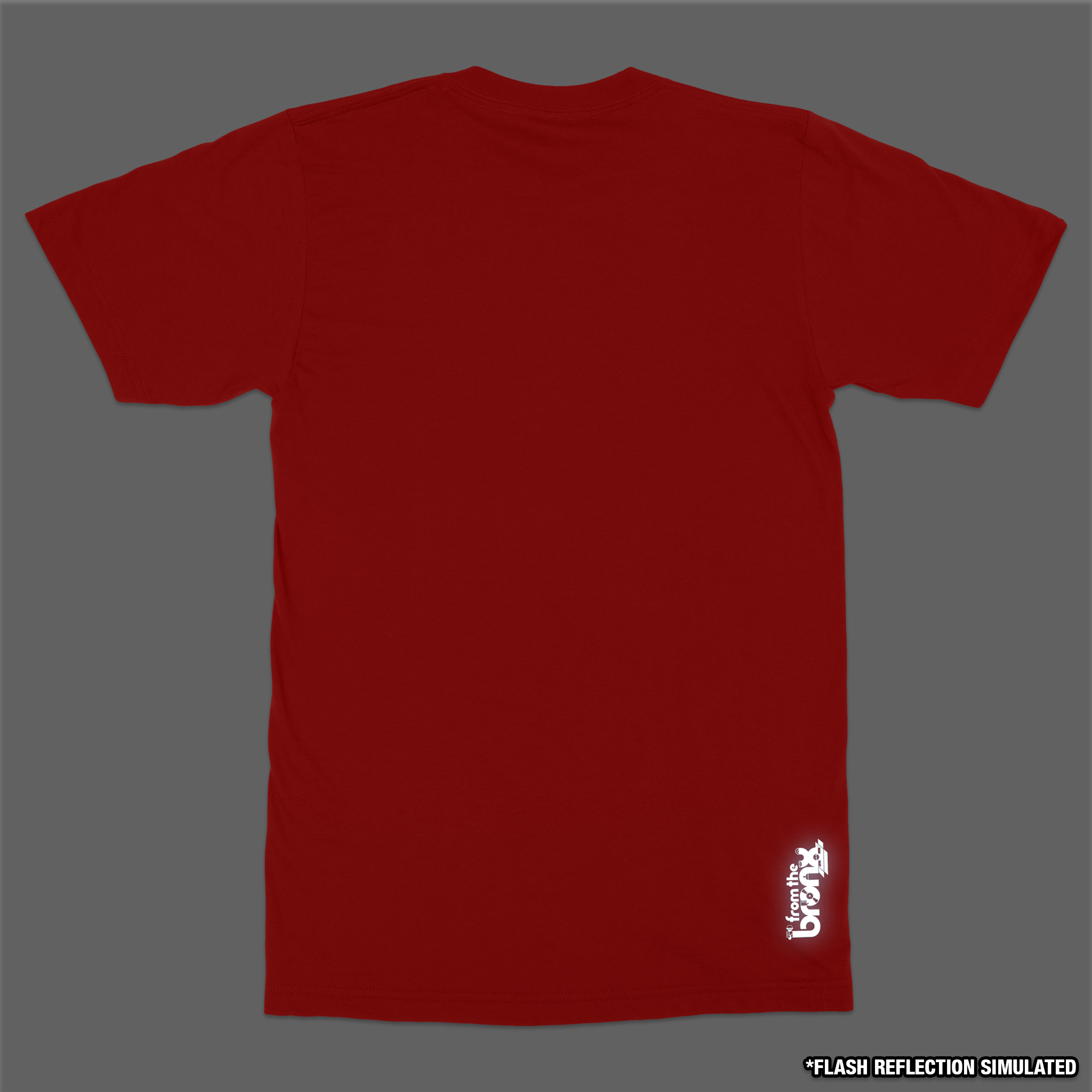 Boogie Down Bronx Reflective T-Shirt Back in Red with Simulated Reflection