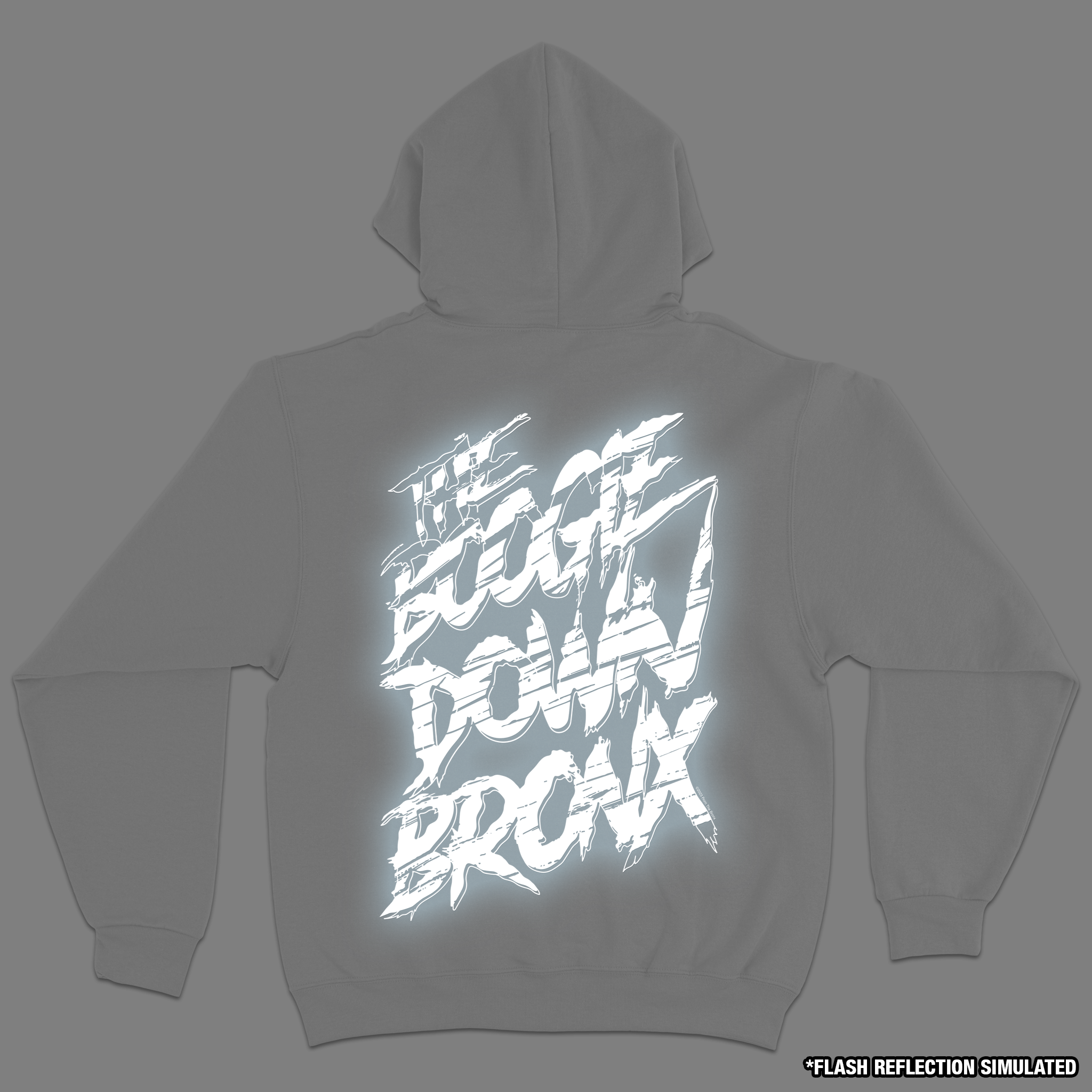 Boogie Down Bronx Reflective Mid Weight Pullover Hoodie Back in White with Simulated Reflection