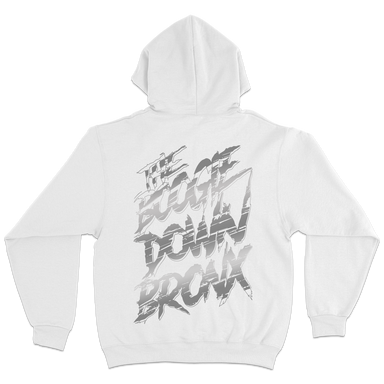 Boogie Down Bronx Reflective Mid Weight Pullover Hoodie Back in White