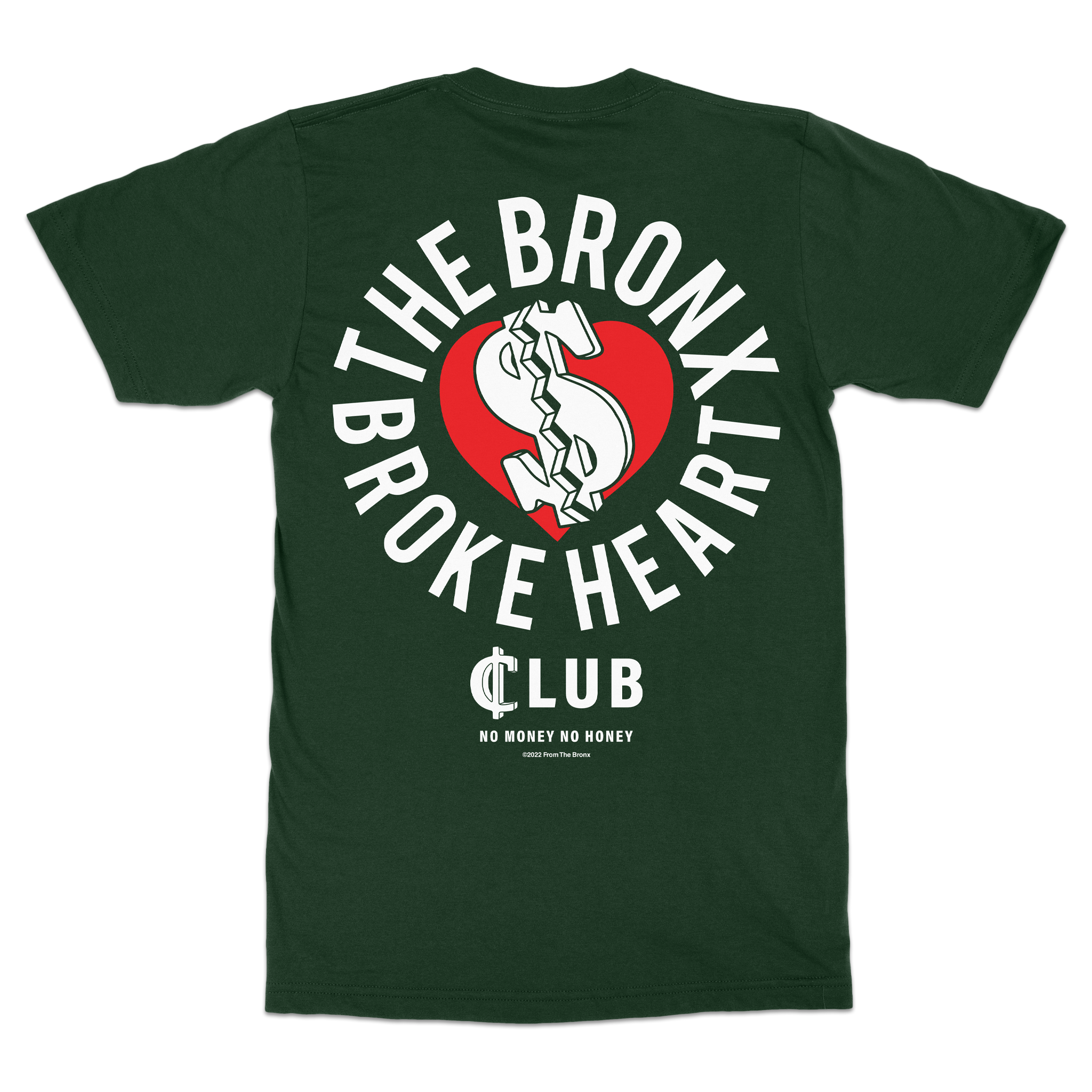 Broke Heart Club T-Shirt Back in Forest Green