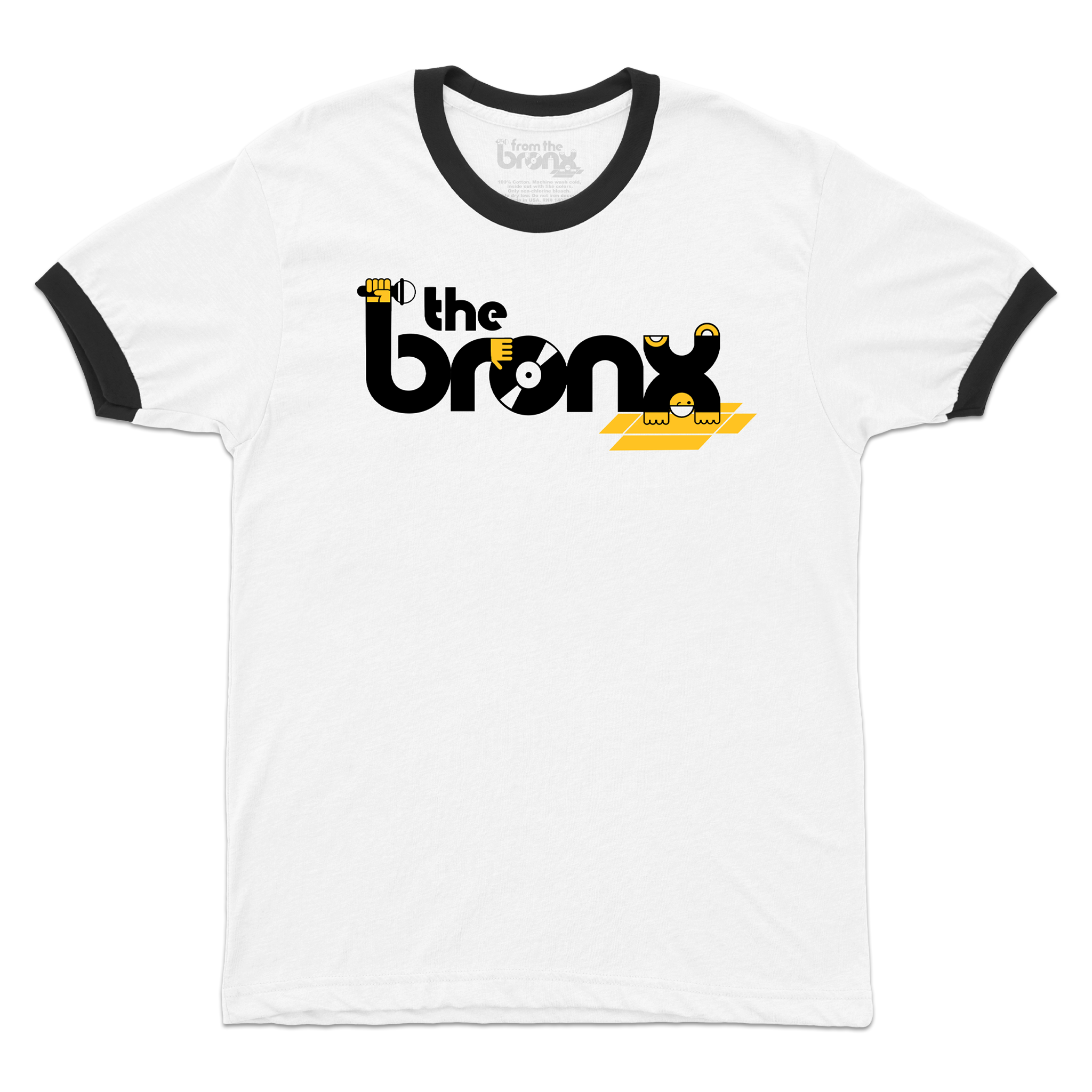 Bronx Vibe Ringer T-Shirt Front in White