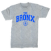 Bronx Collegiate T-Shirt Gray with Blue Design Front