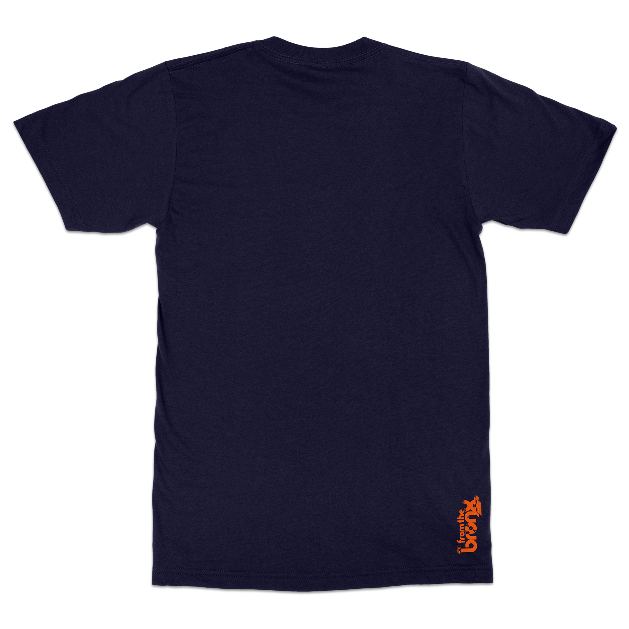 Bronx Collegiate T-Shirt Navy with Orange Design Back